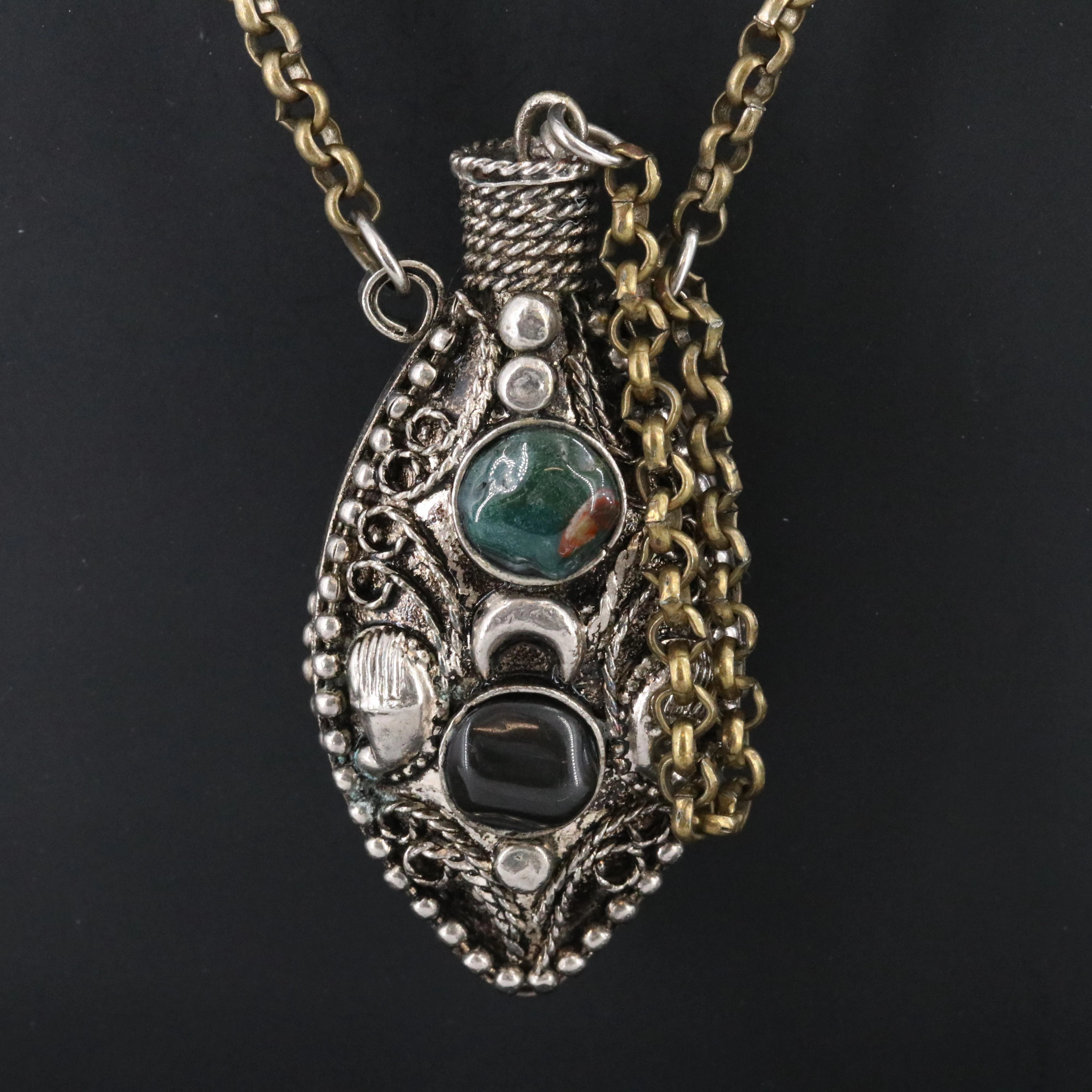 Agate, Obsidian and Jasper Perfume Necklace