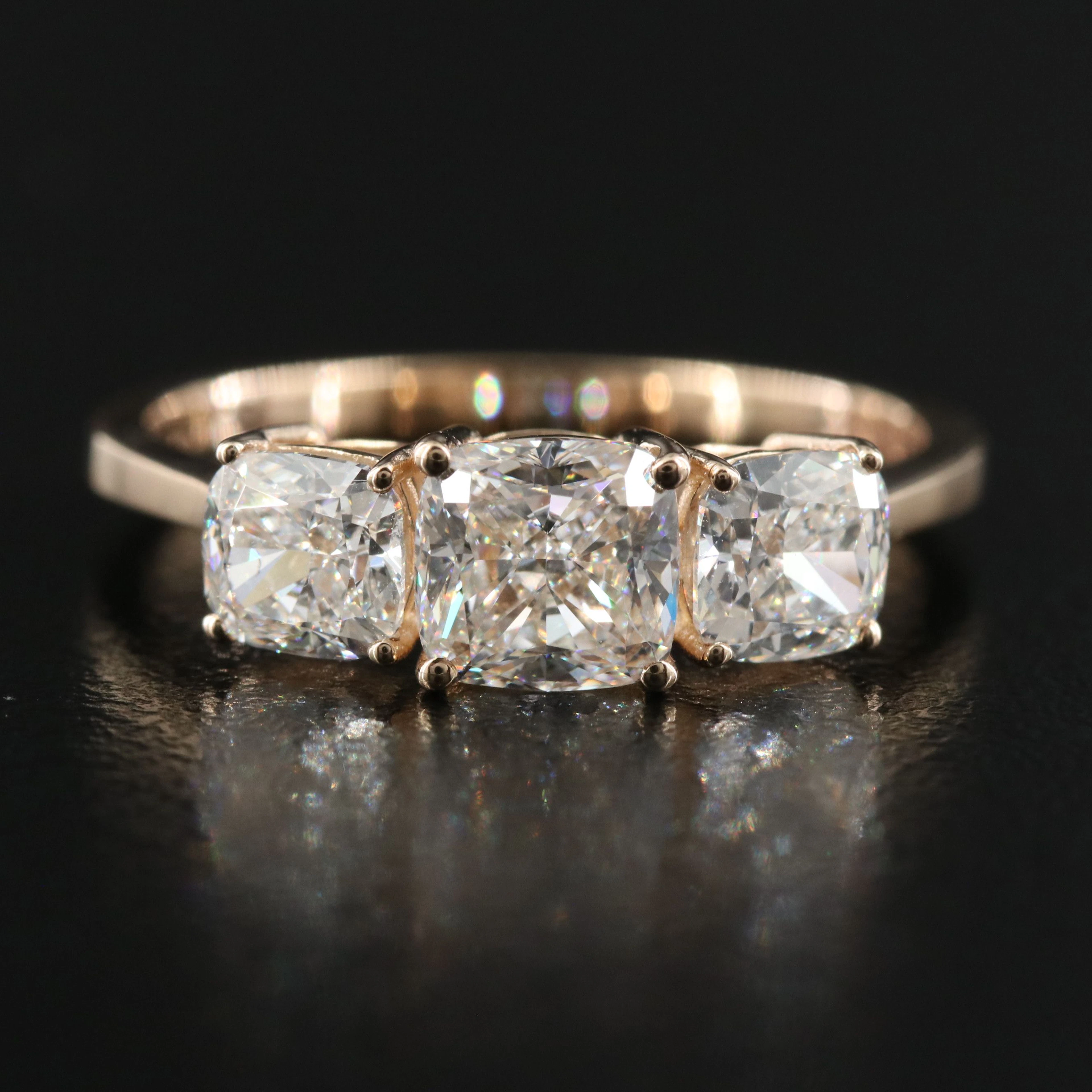 14K 1.90 CTW Diamond Three Stone Ring with GIA Reports
