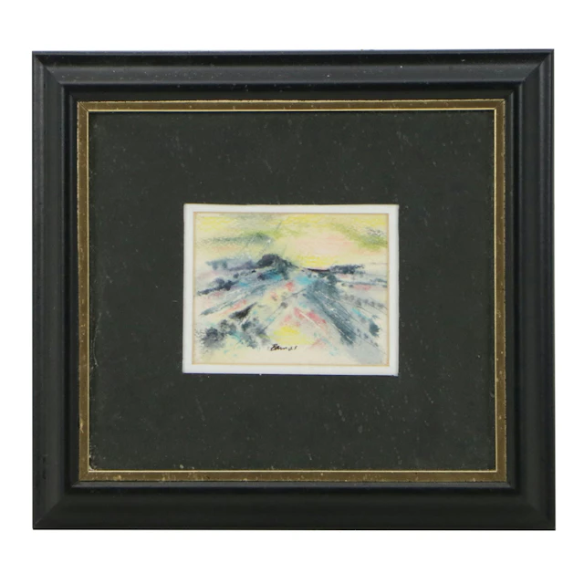 Charles E. Barnes Atmospheric Watercolor Painting of Mountains, 20th Century