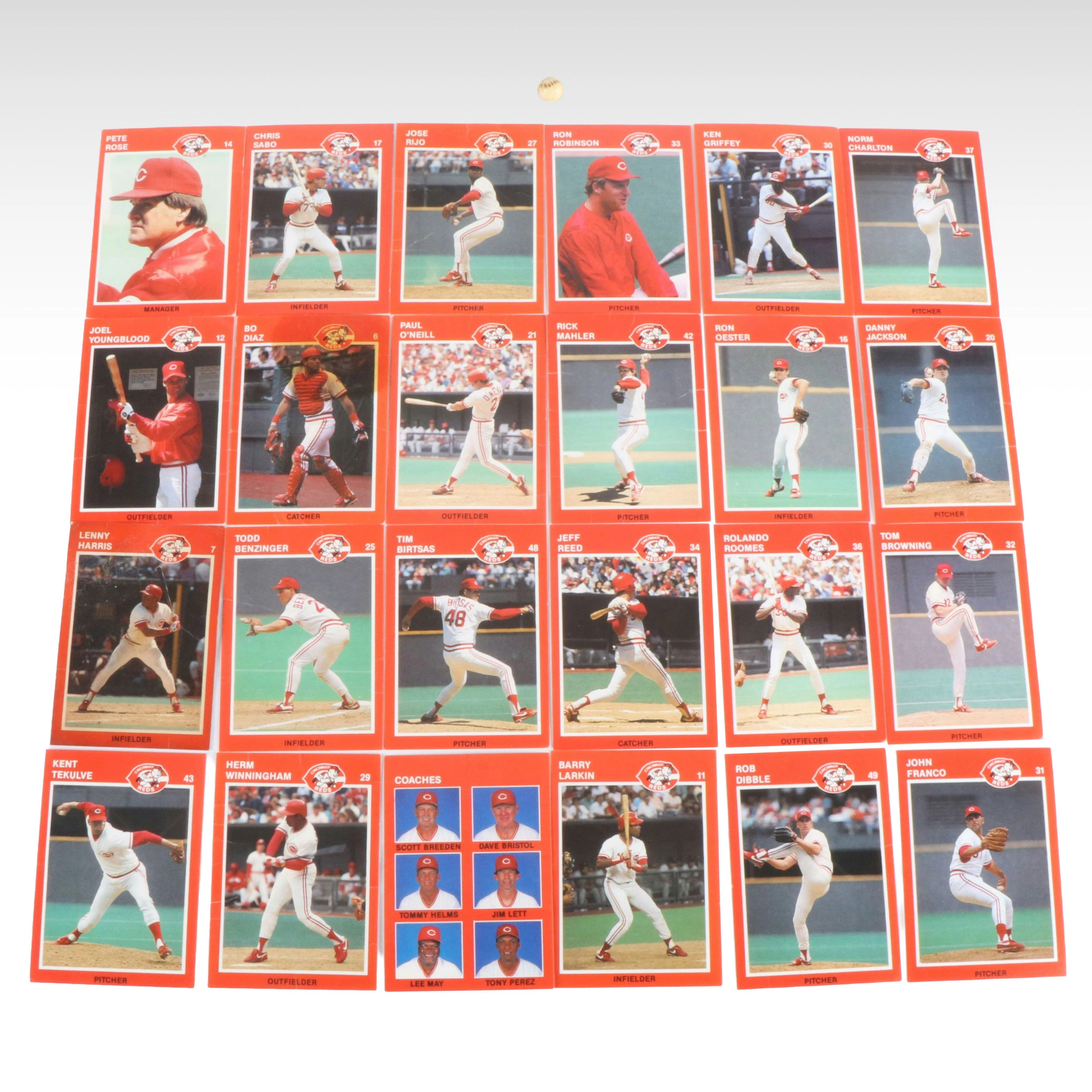 1989 Kahns Cincinnati Reds Baseball Cards with Pete Rose and Barry Larkin