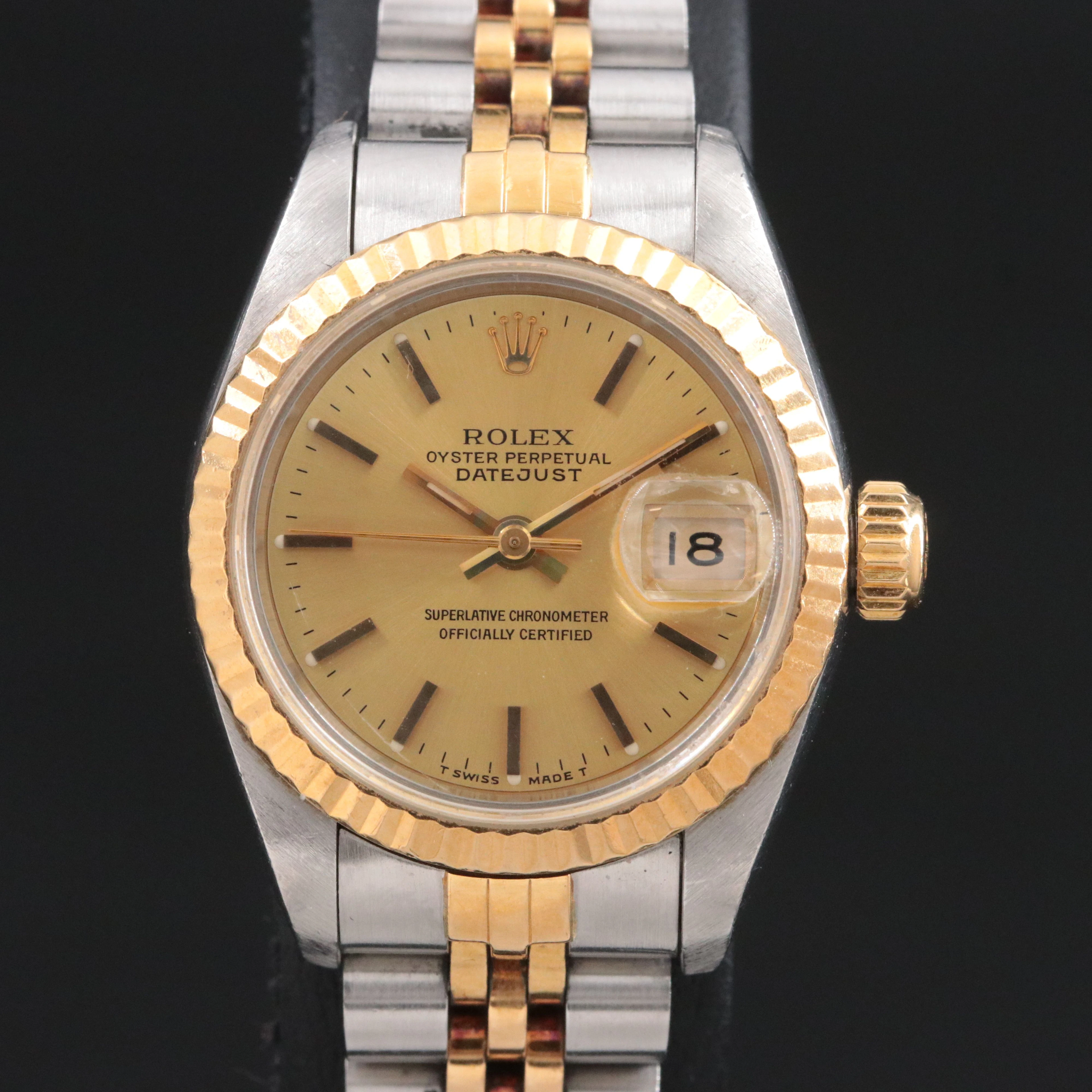 1991 Rolex 18K & Steel Two Tone Datejust Watch Model 69173