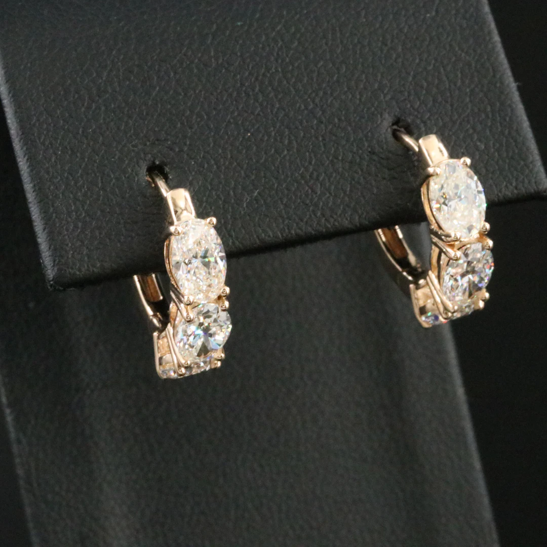 14K 3.03 CTW Diamond Huggie Hoop Earrings with GIA Reports