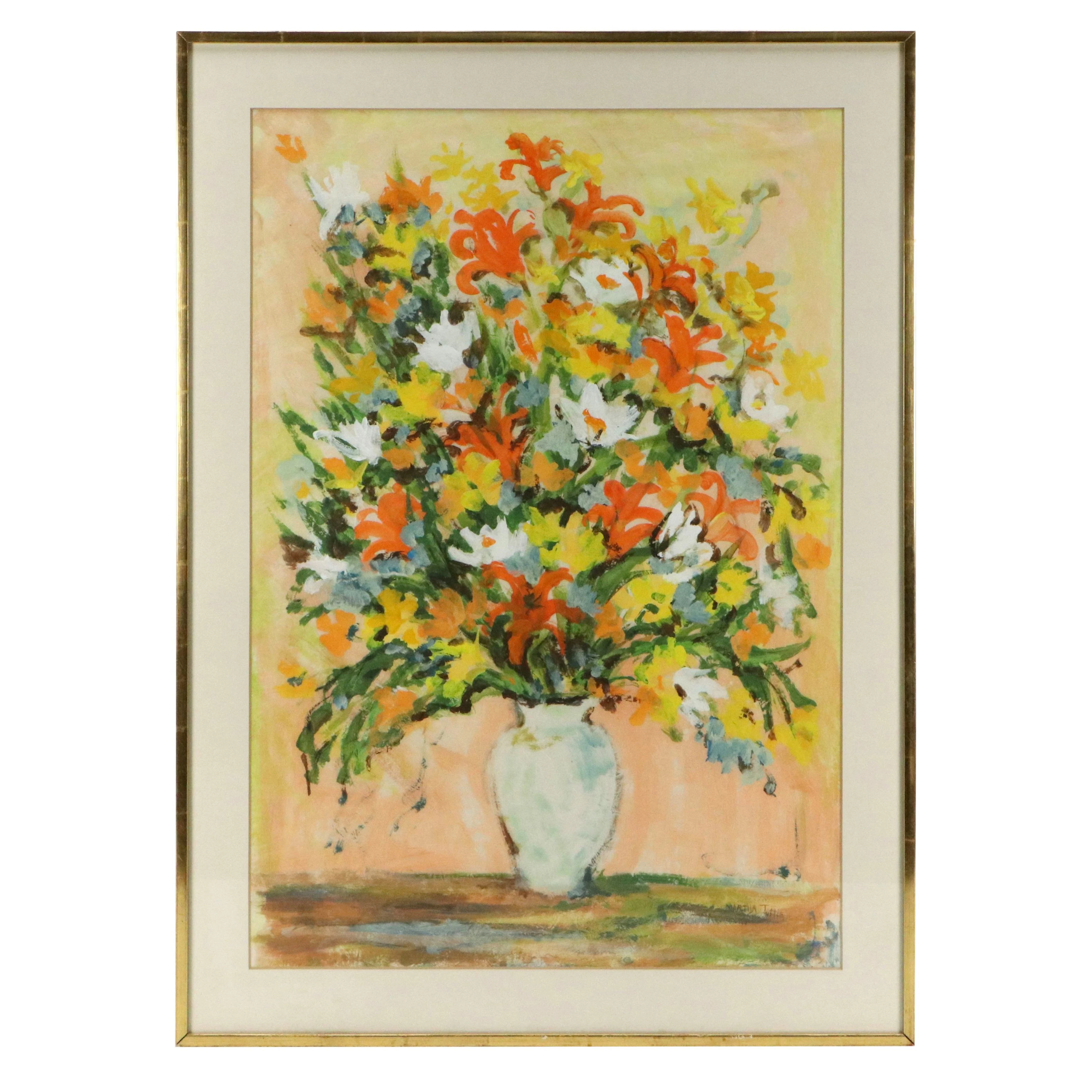 Martha Tuttle Still Life Acrylic Painting of Flowers