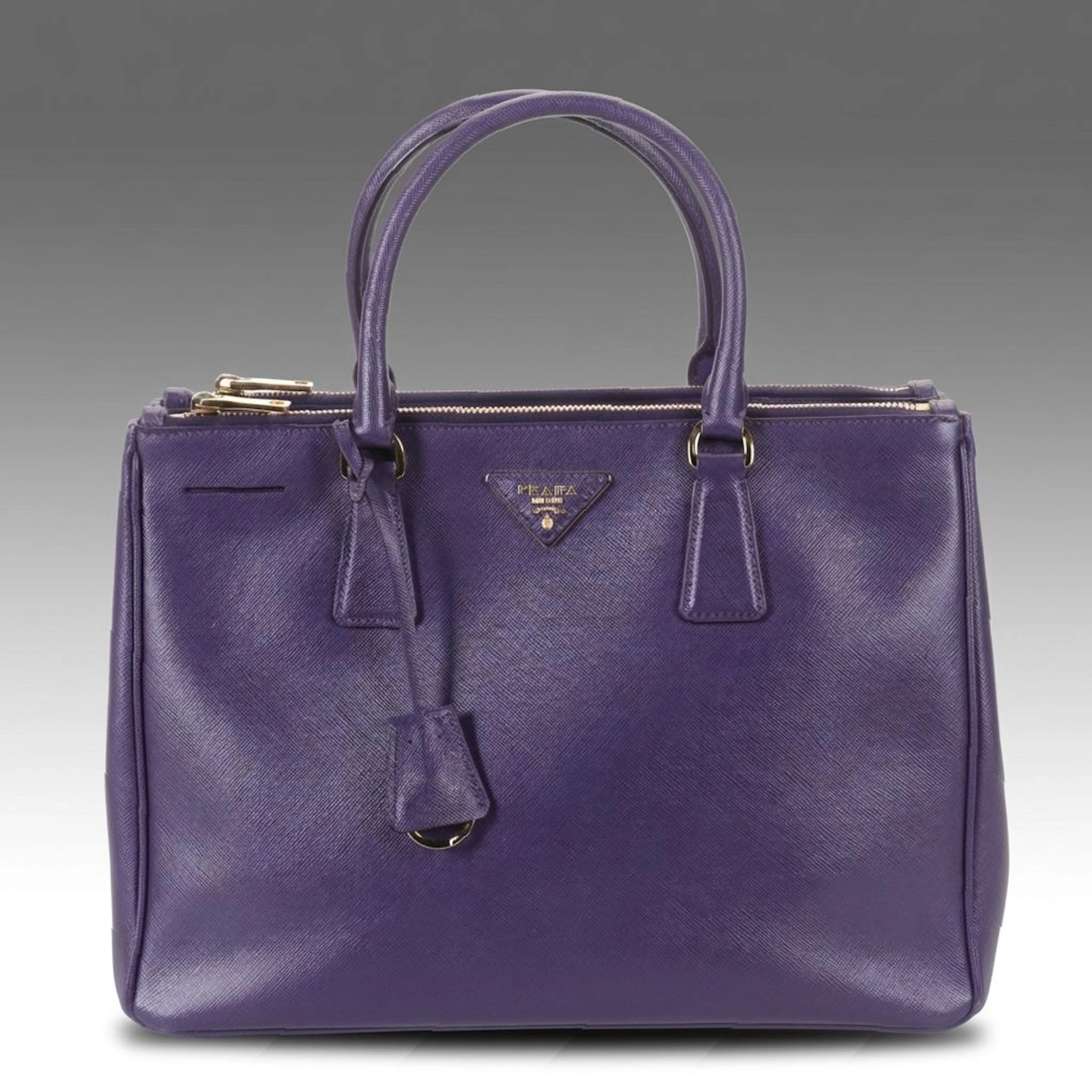 Prada Galleria Double Zip Tote Bag in Prada Purple Saffiano Leather