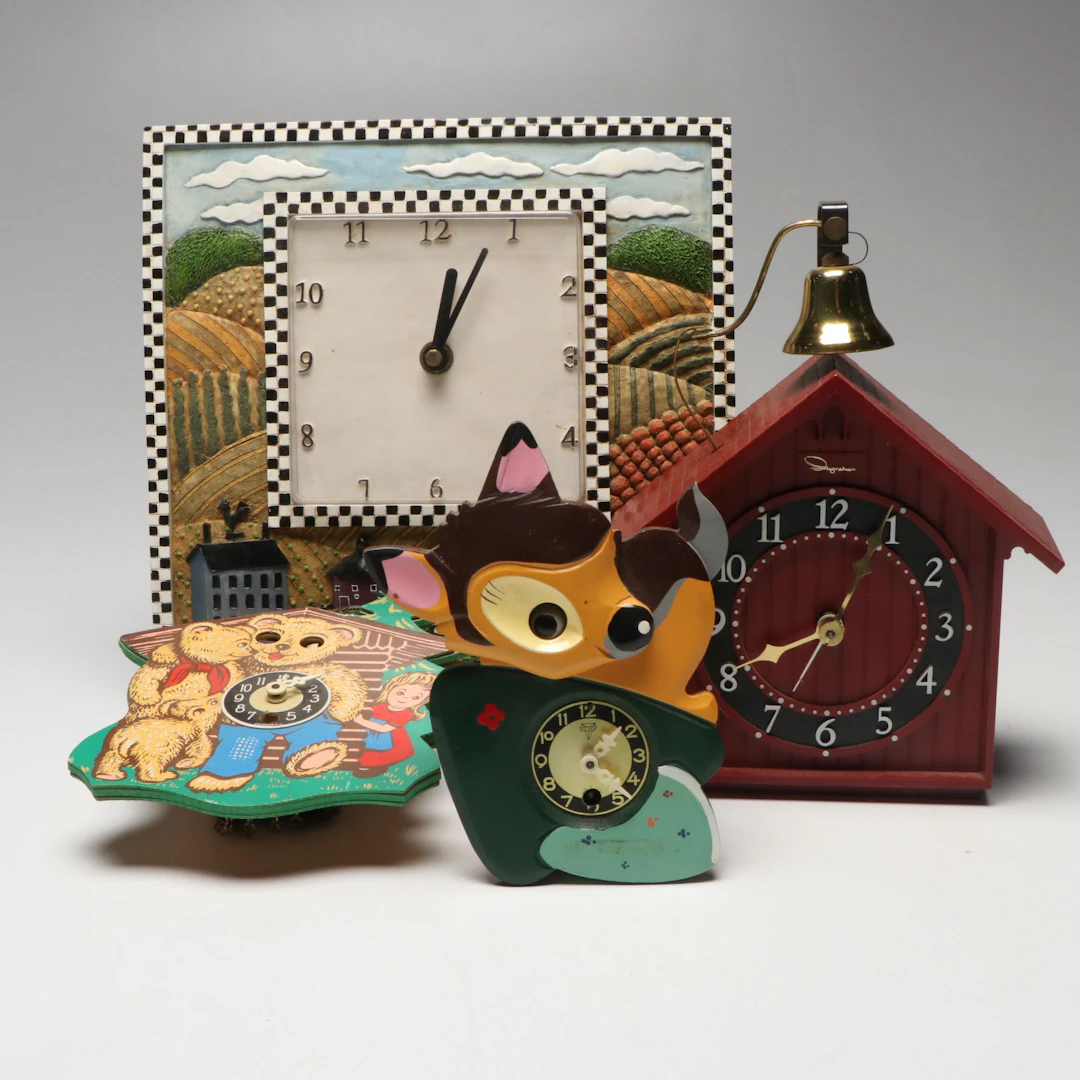 Mi-Ken, Ingraham and Other Vintage Novelty Wall Clocks