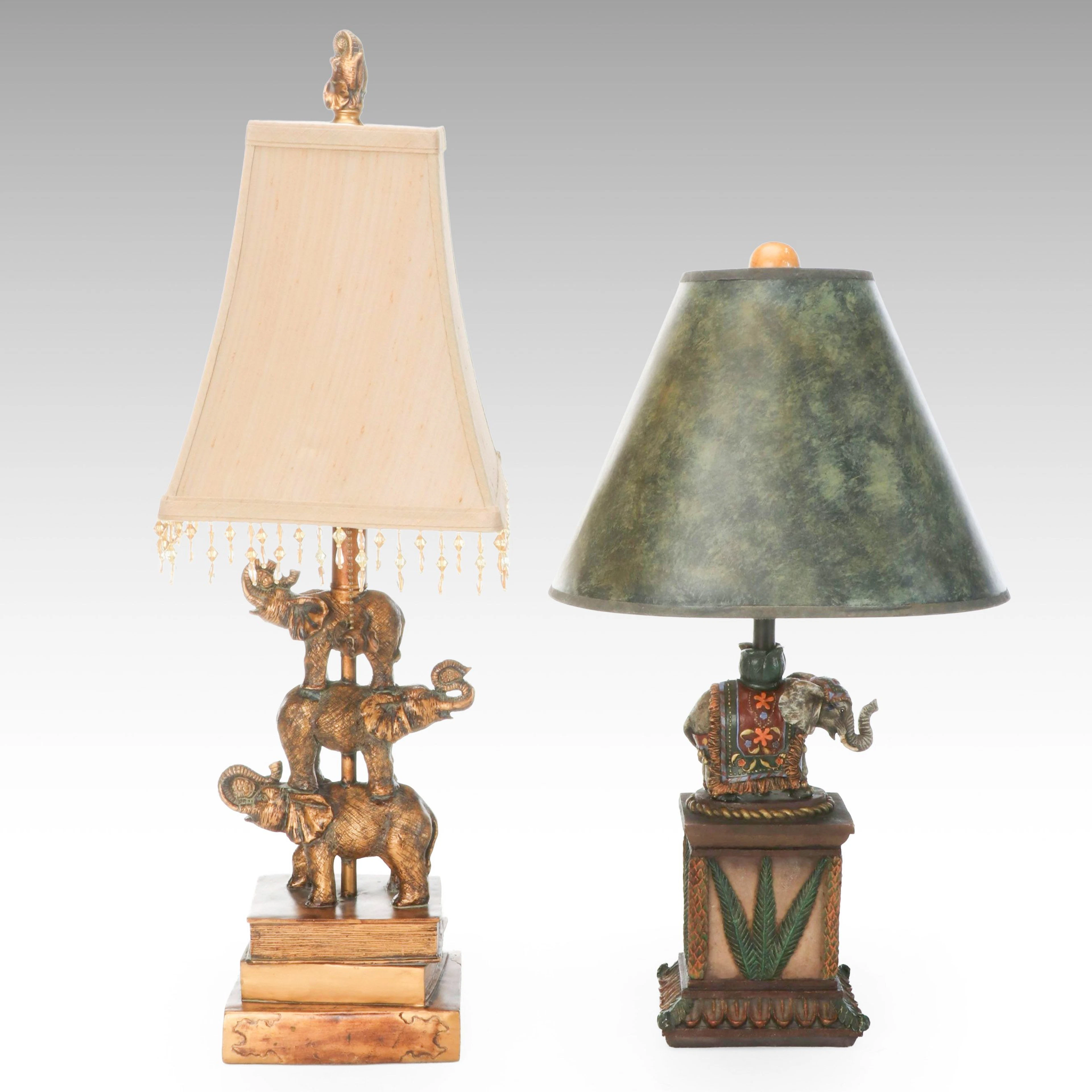 Pair of Bohemian Style Elephant Table Lamps