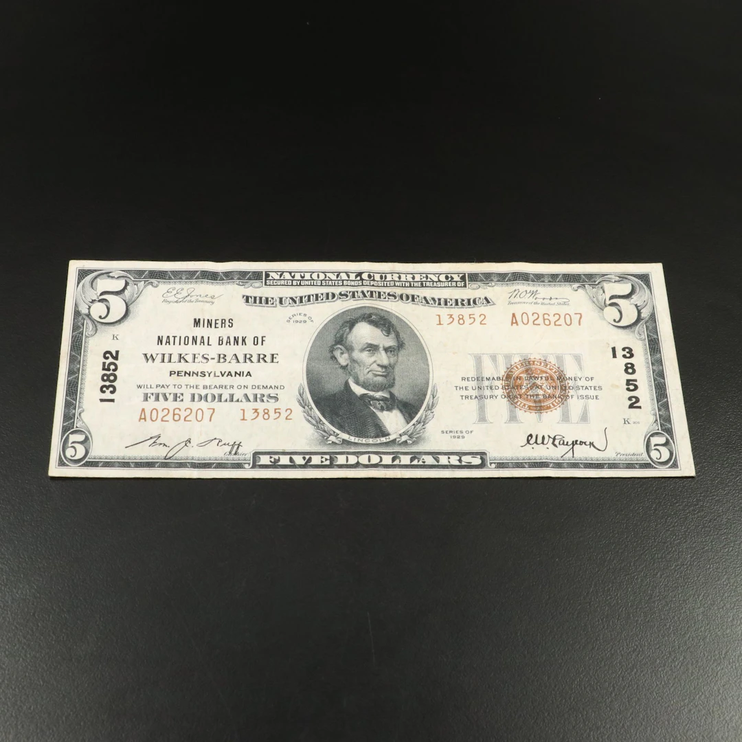 1929 Five Dollar National Bank Note
