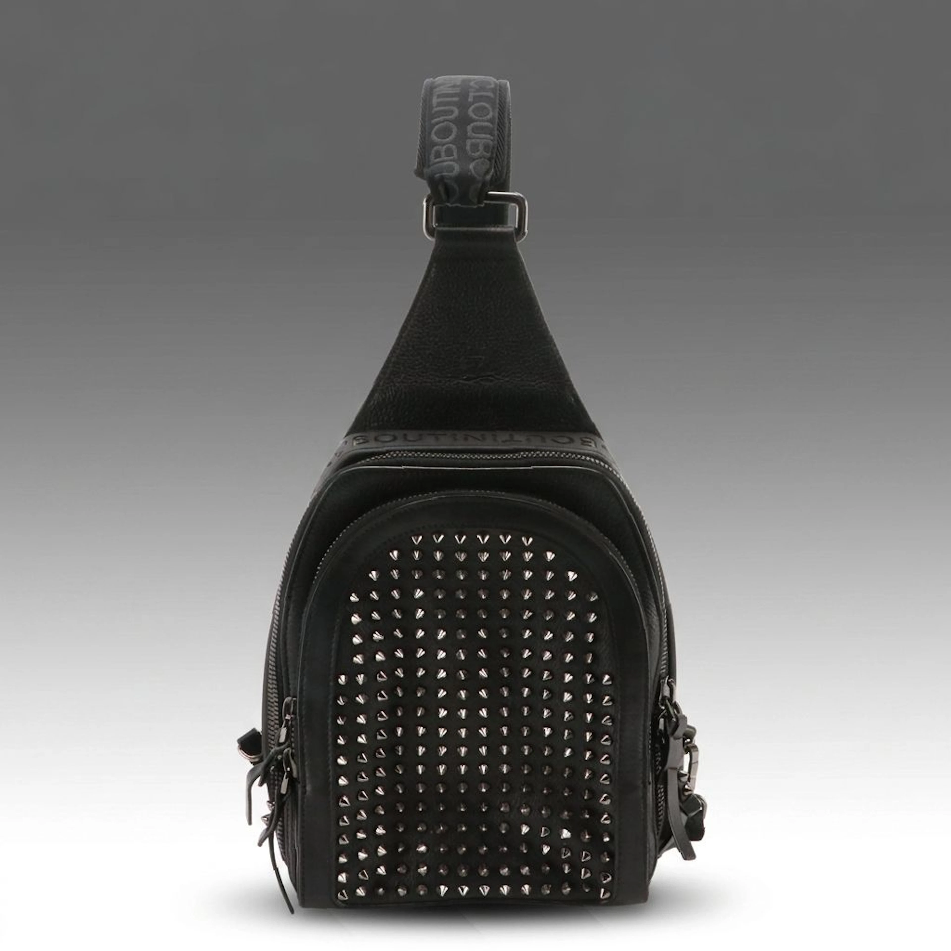 Christian Louboutin Loubifunk Spike Sling Bag in Black Calfskin Leather