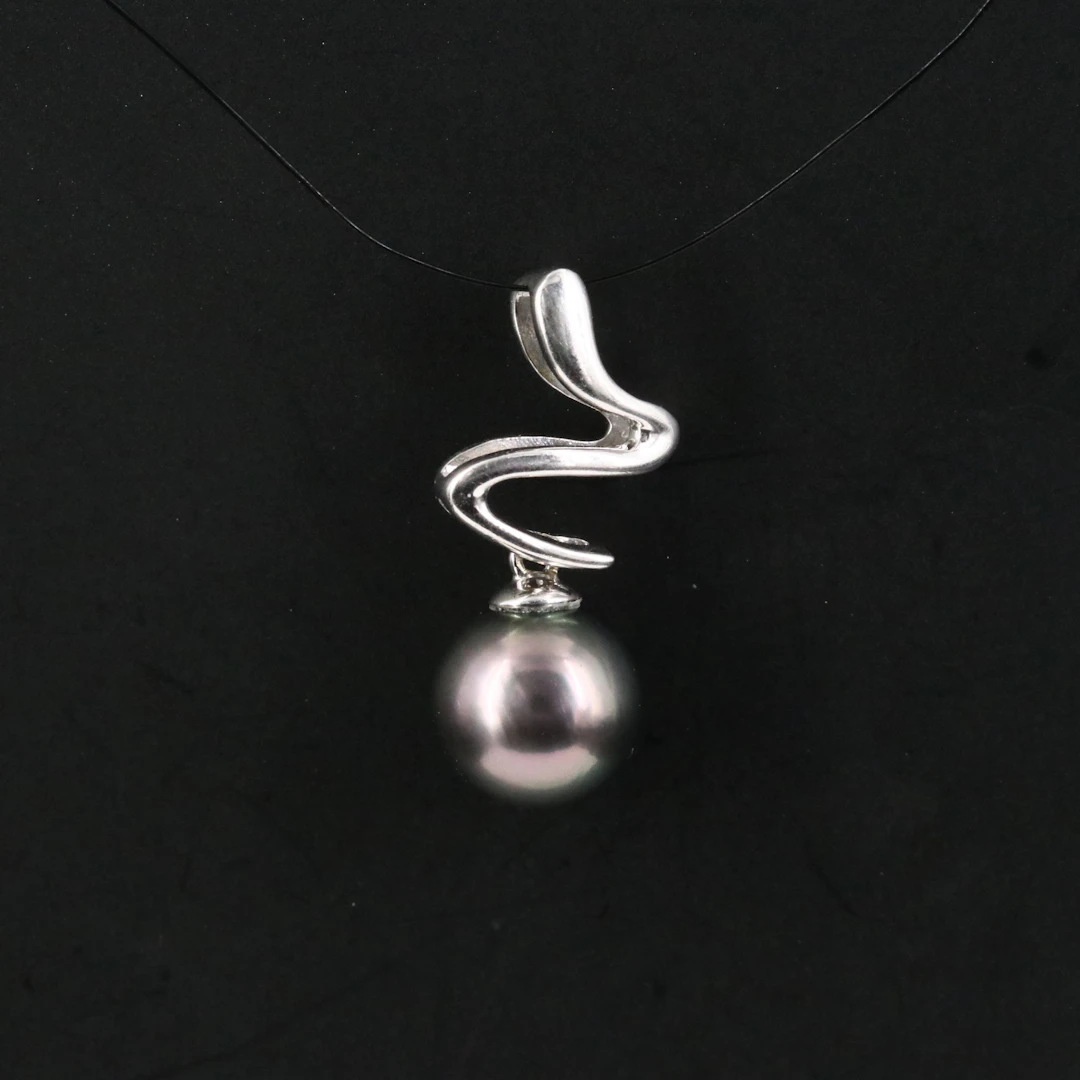 18K Squiggle Drop Pearl Pendant