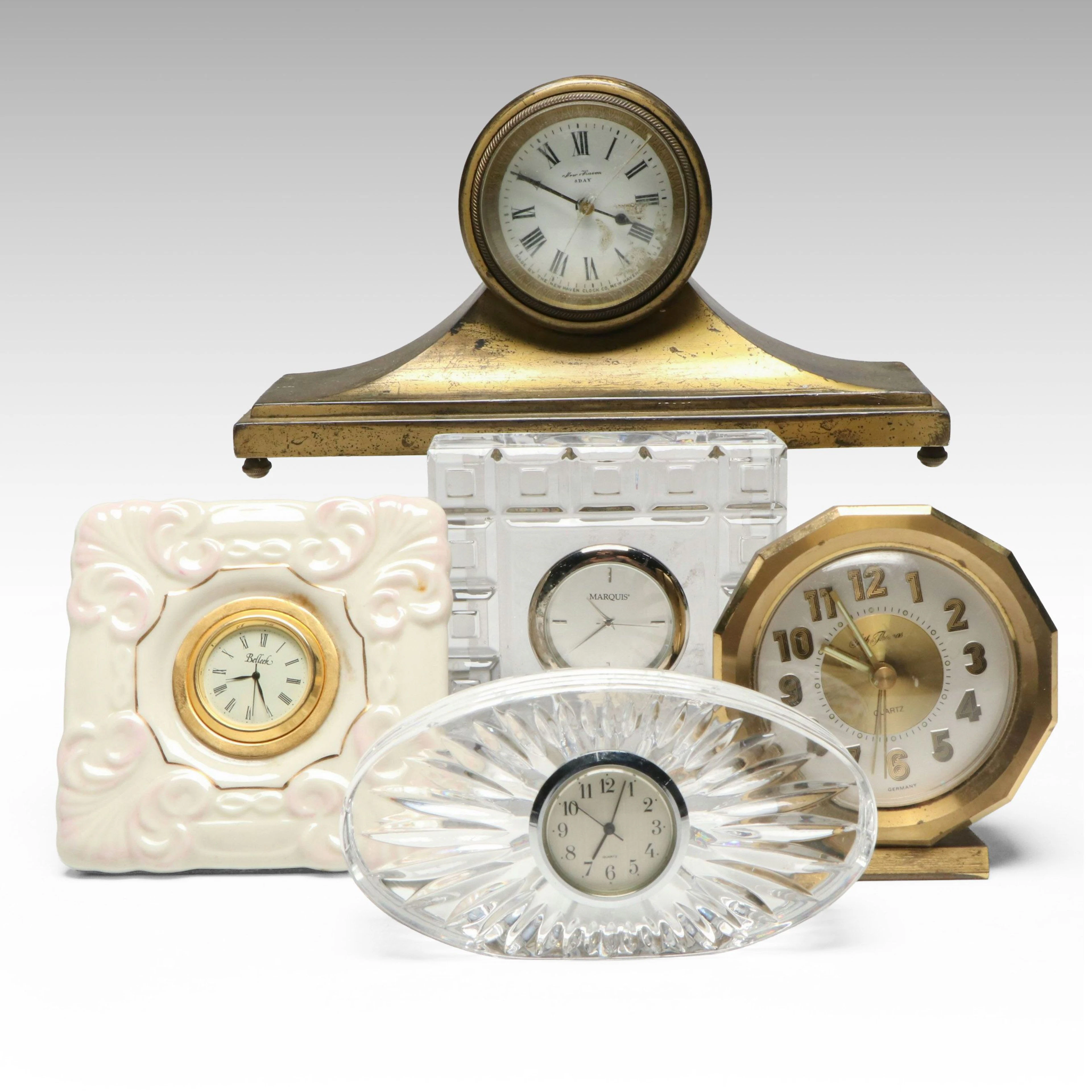 New Haven Ship's Bell Mantel Clock with Crystal, Porcelain and More Desk Clocks