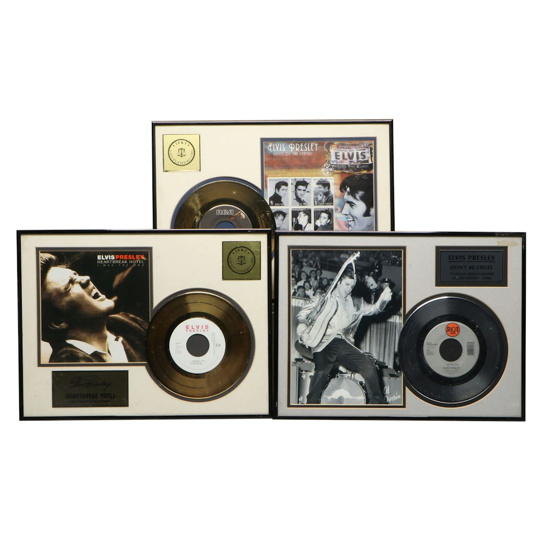 Elvis Presley "Viva Las Vegas" and More Gold Tone LP Framed Vinyl Records