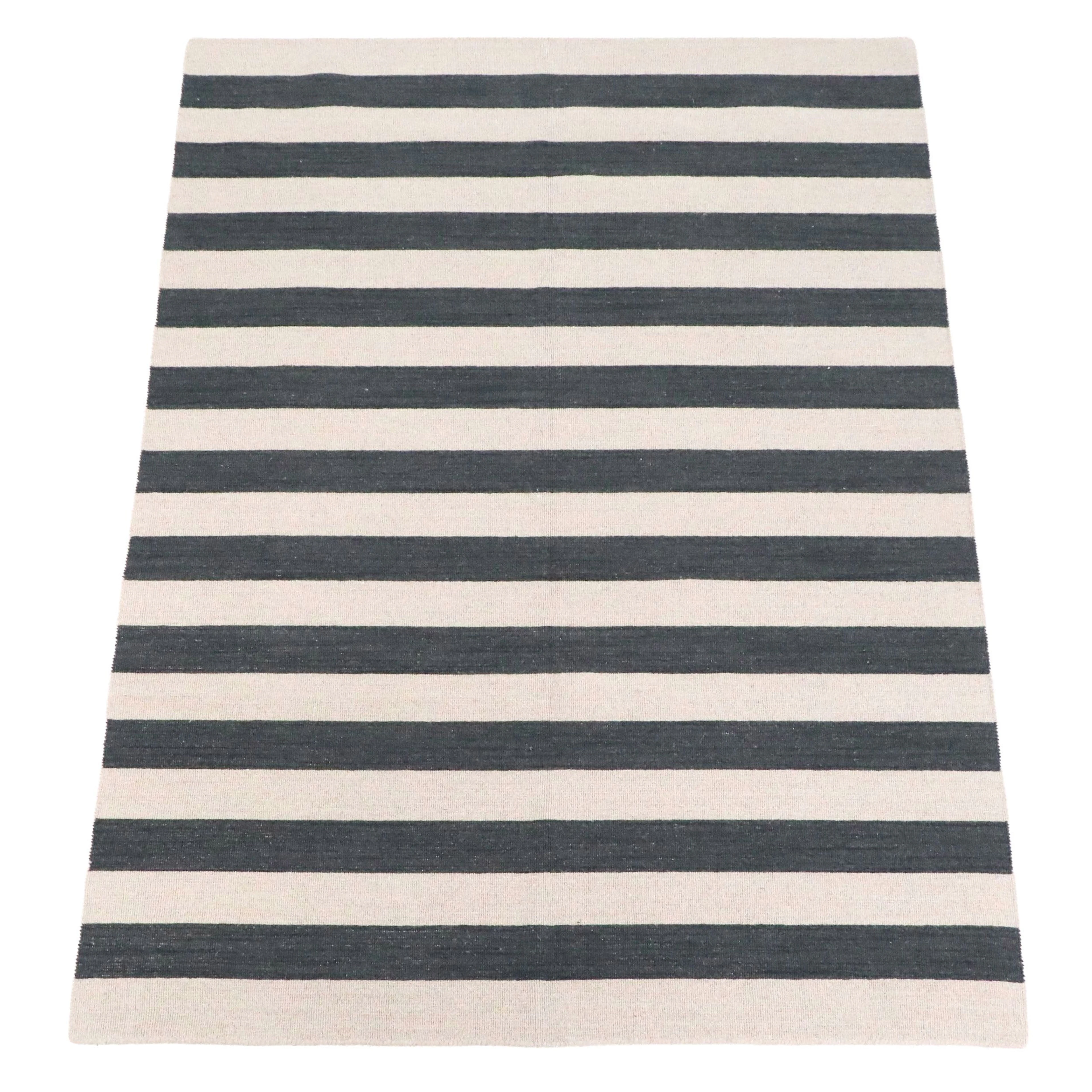 5'8 x 7'11 Handwoven Indian Striped Area Rug
