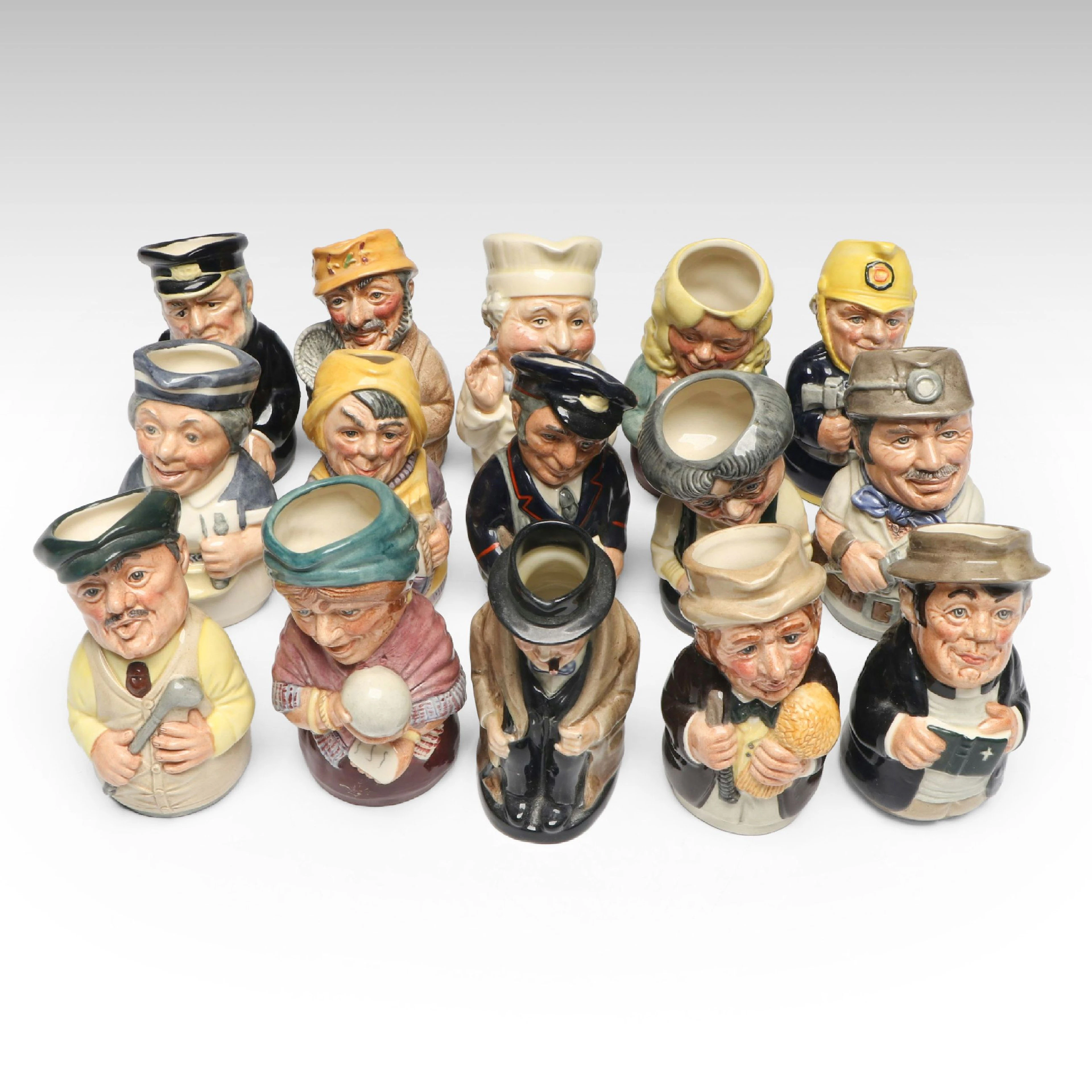 Royal Doulton "The Doultonville Collection" Porcelain Miniature Toby Jugs