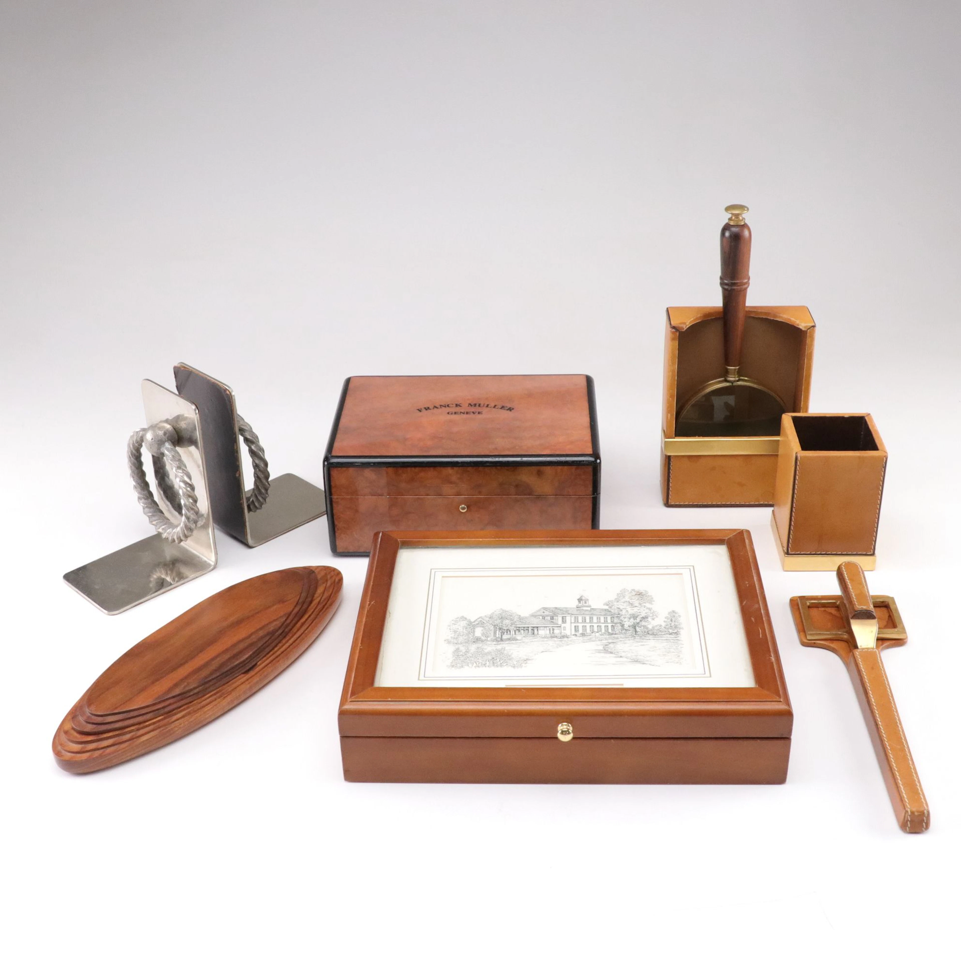 Mark Cross Leather Desk Tools with Franck Muller Watch Box and More