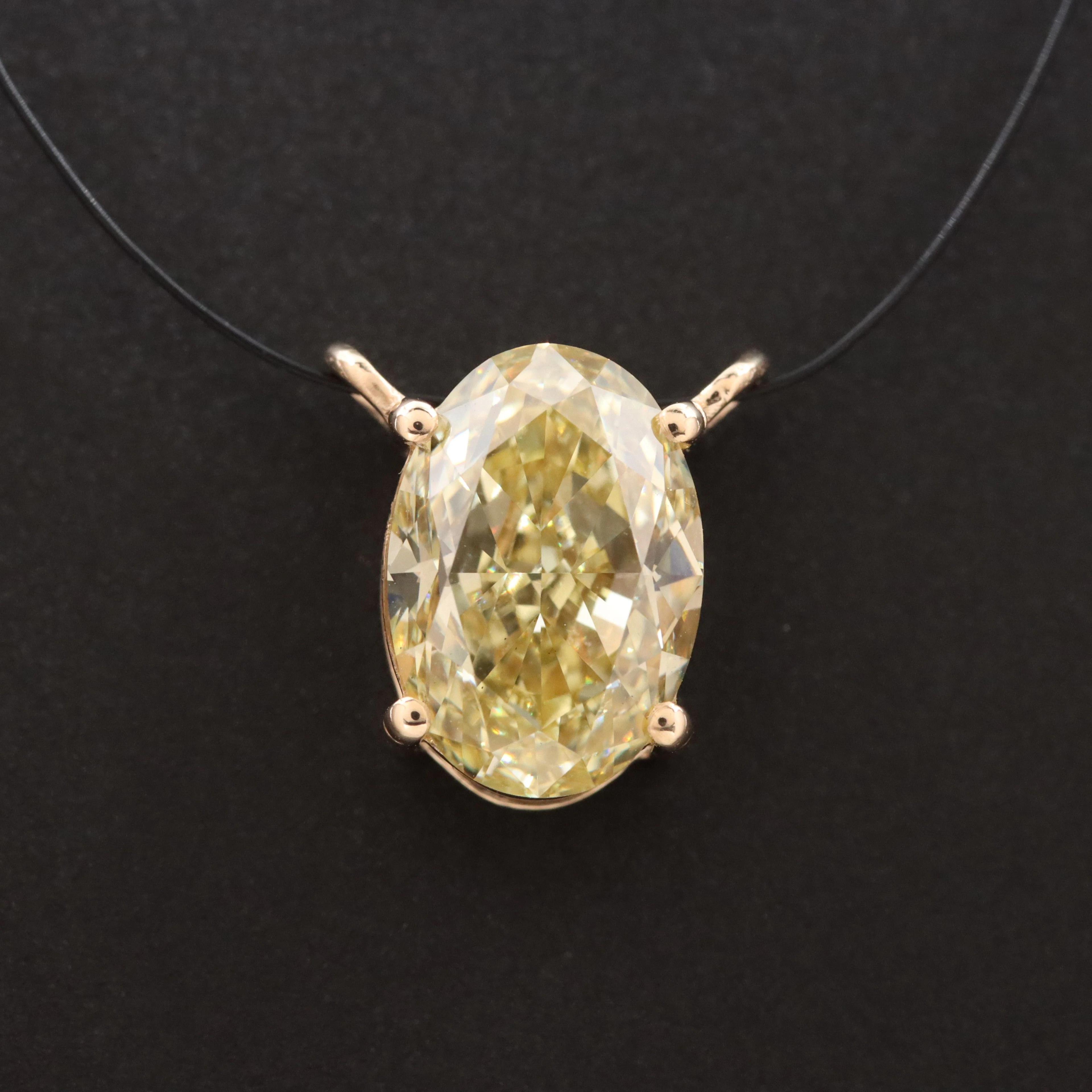 14K Pendant Setting with 2.06 CT Fancy Yellow Lab Grown Diamond