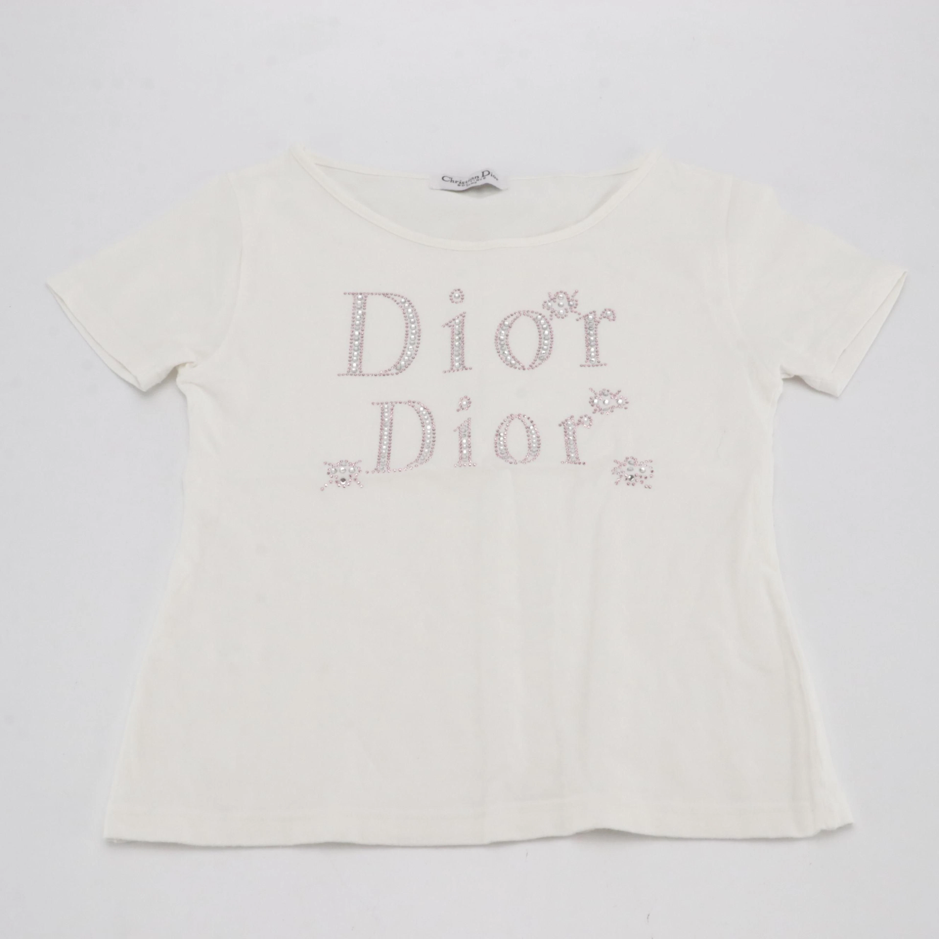 Christian Dior Boutique "Dior Dior" Rhinestone Embellished Cotton Baby Tee