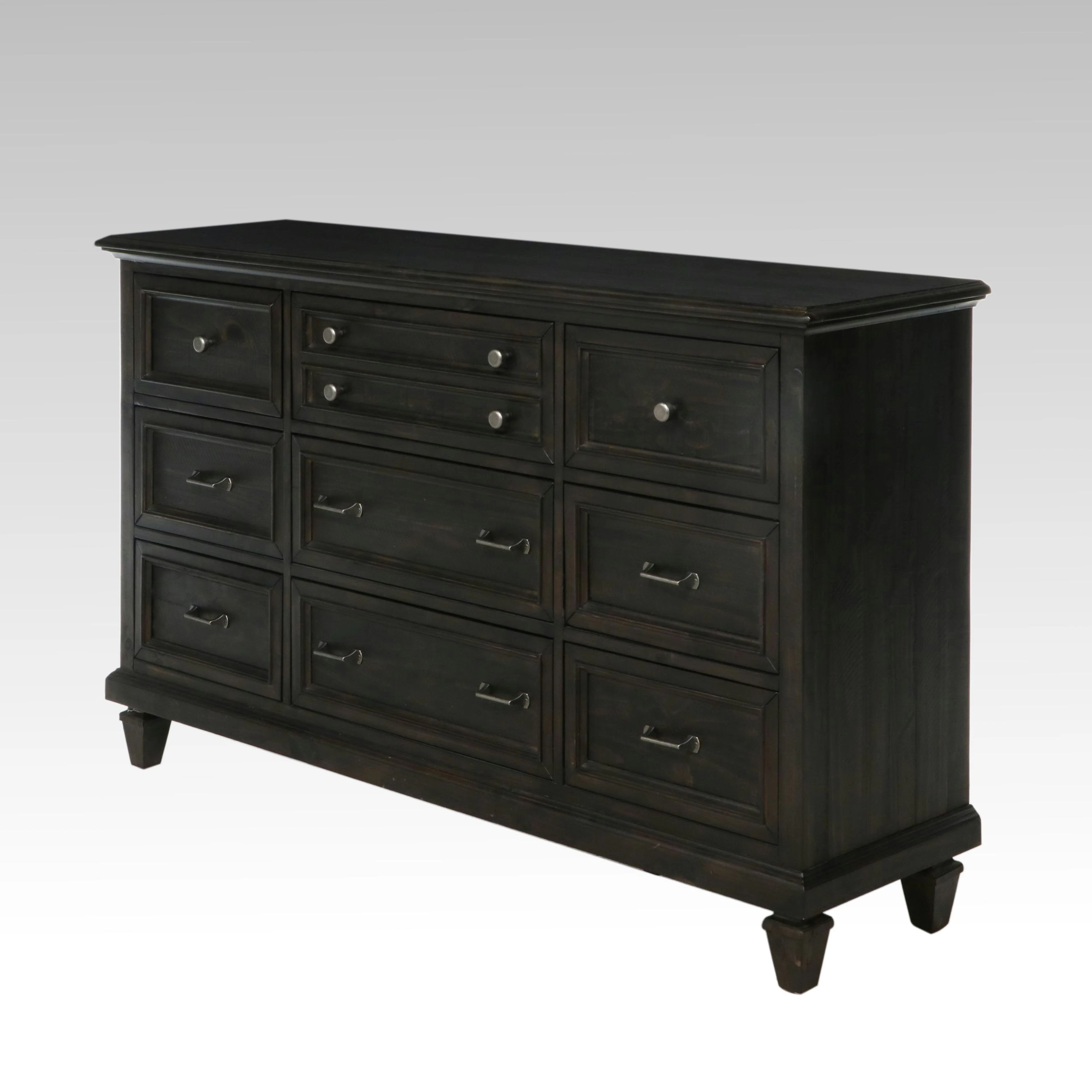 Contemporary Dark Espresso Stained Wood Nine-Drawer Dresser, 21st Century