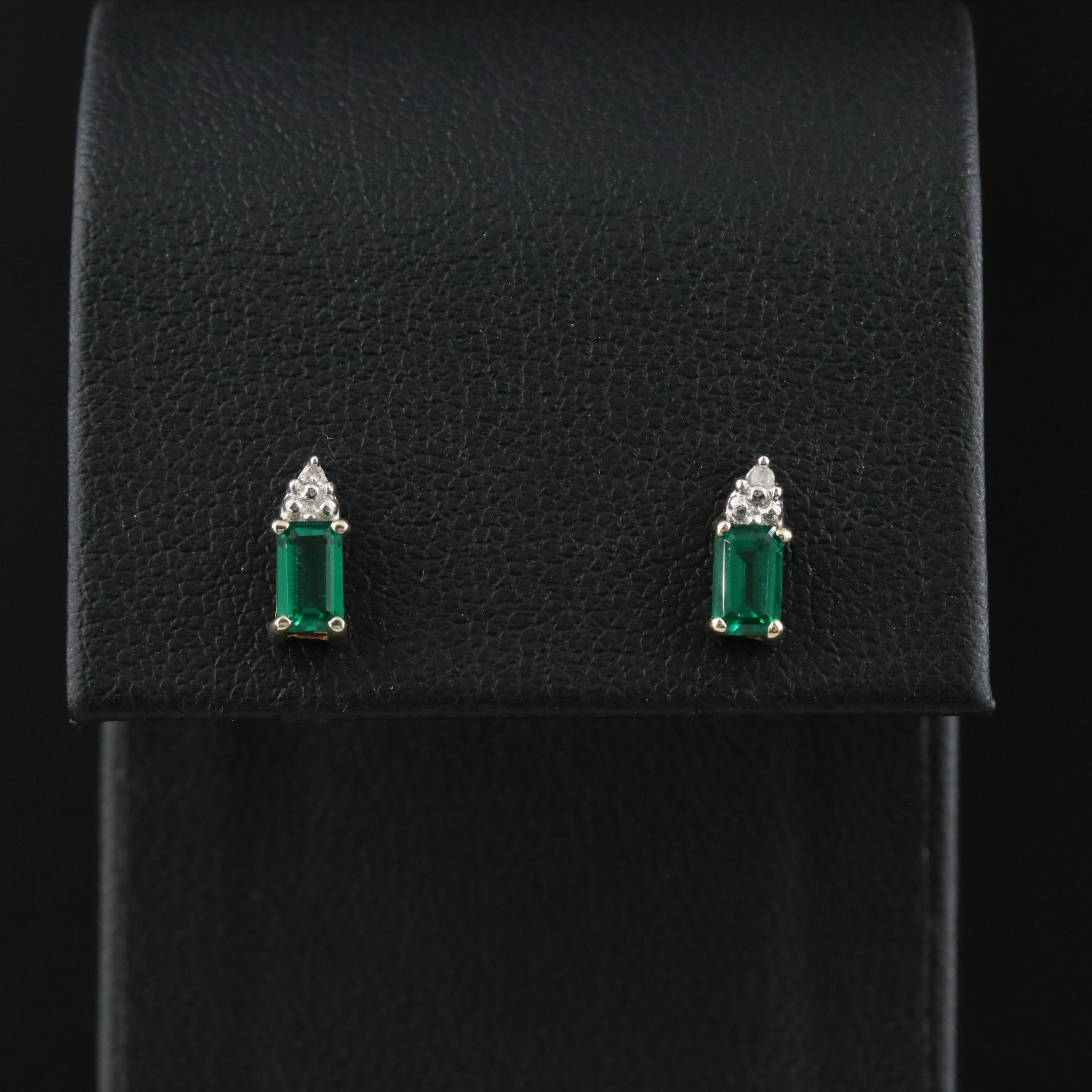 10K Lab Grown Emerald and Diamond Earrings