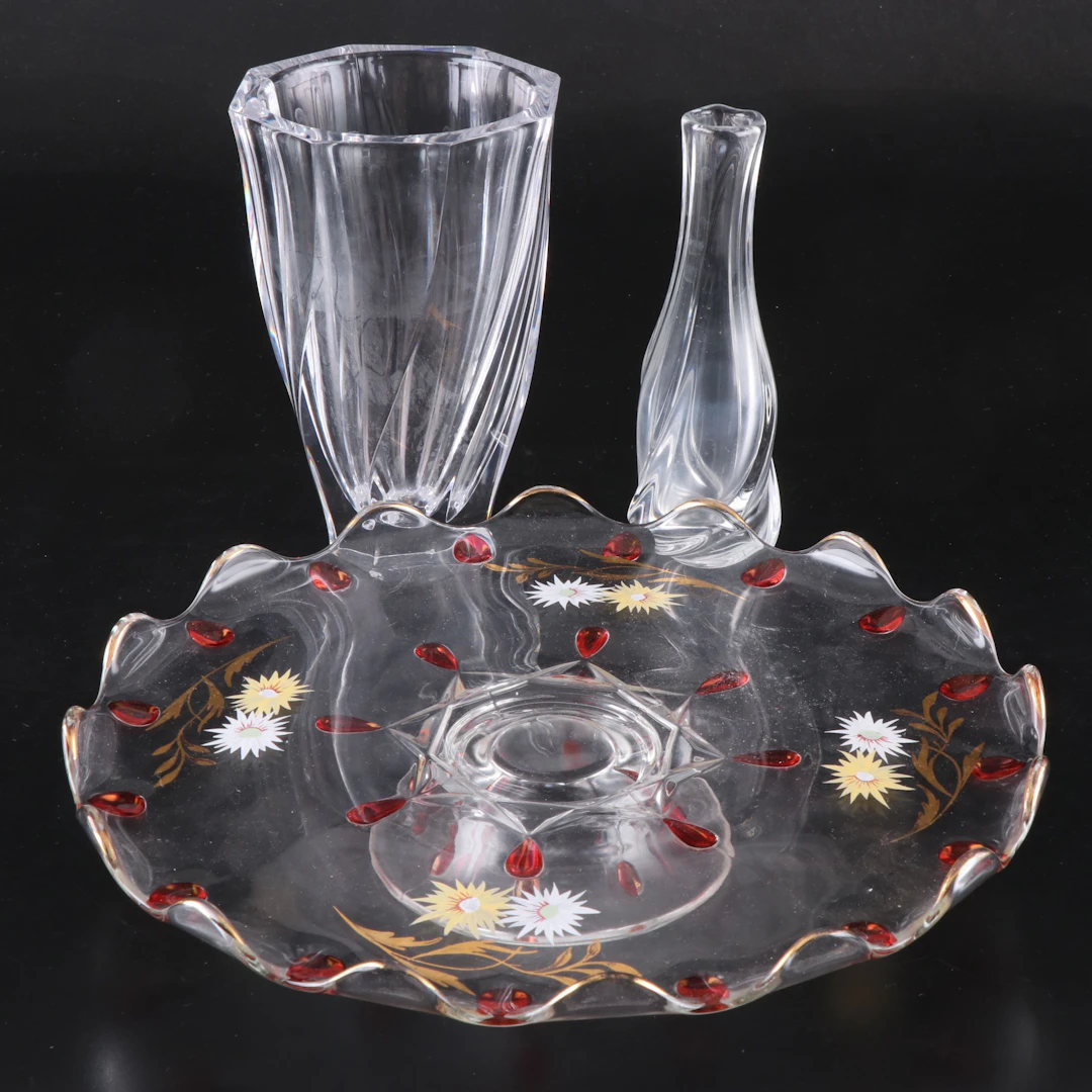 Orrefors "Residence" Cut Crystal Vase with More Crystal and Glass Tableware