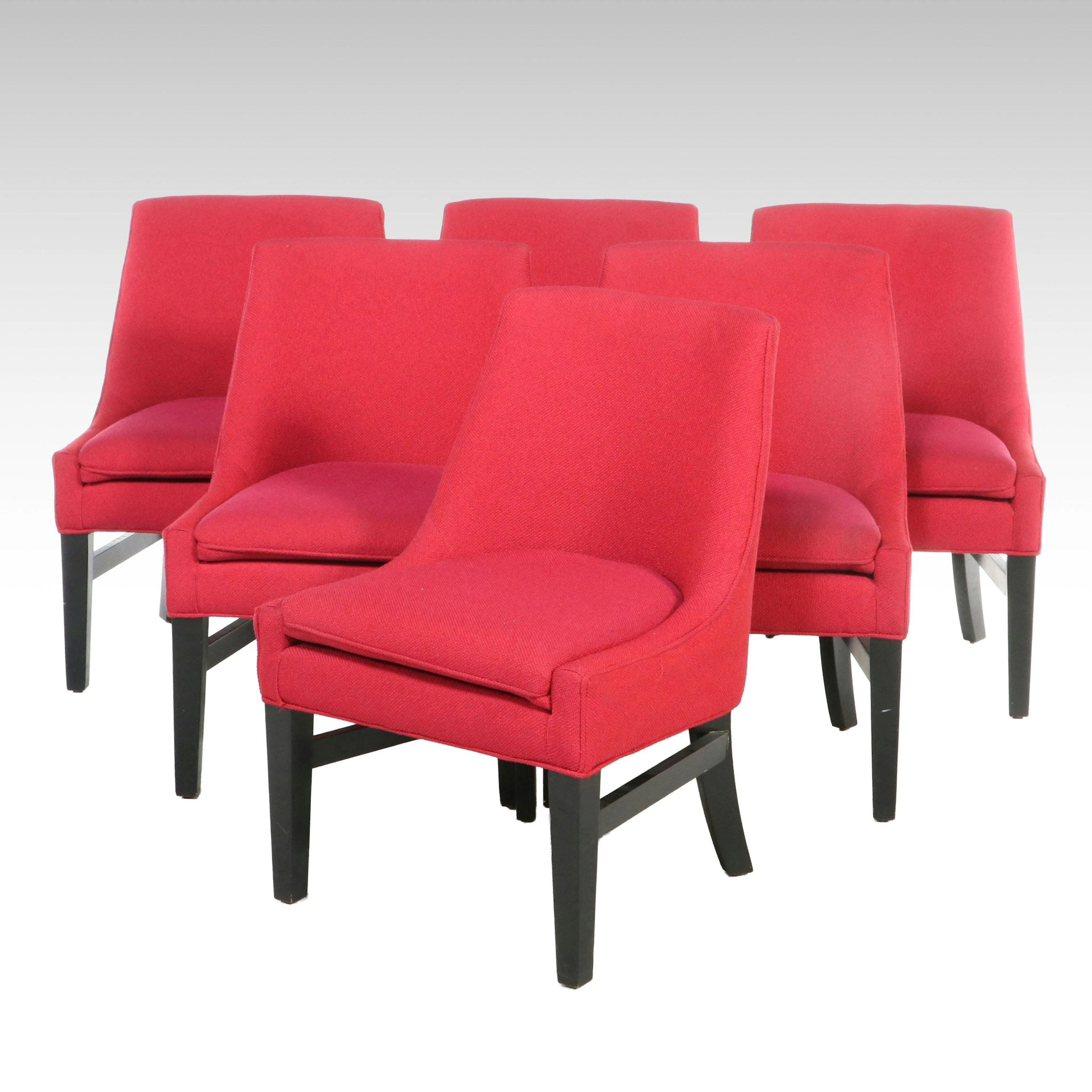 Set of Six Sterling Tree Studio Red Upholstered Dining Chairs