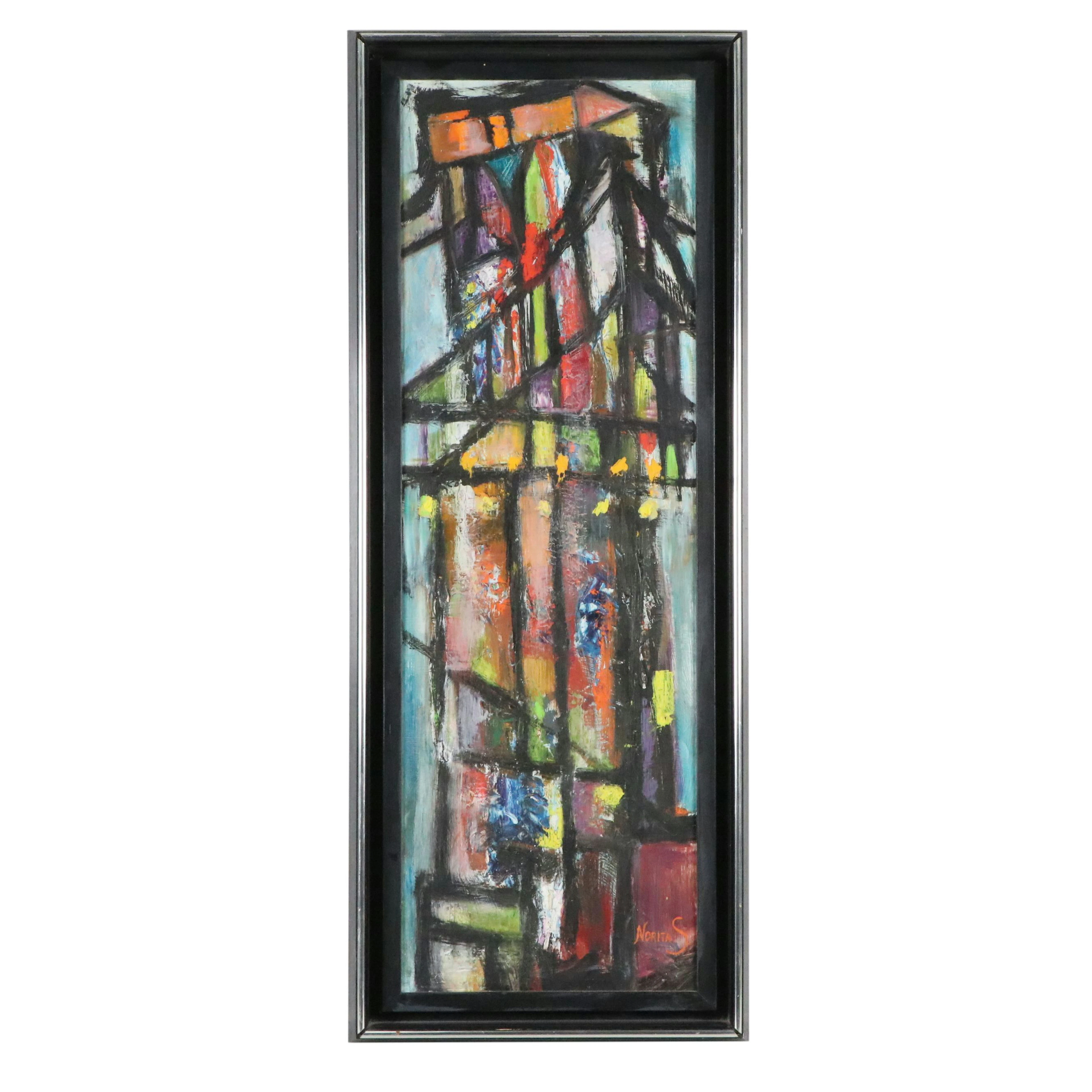 Norita Schumann Abstract Geometric Acrylic Painting
