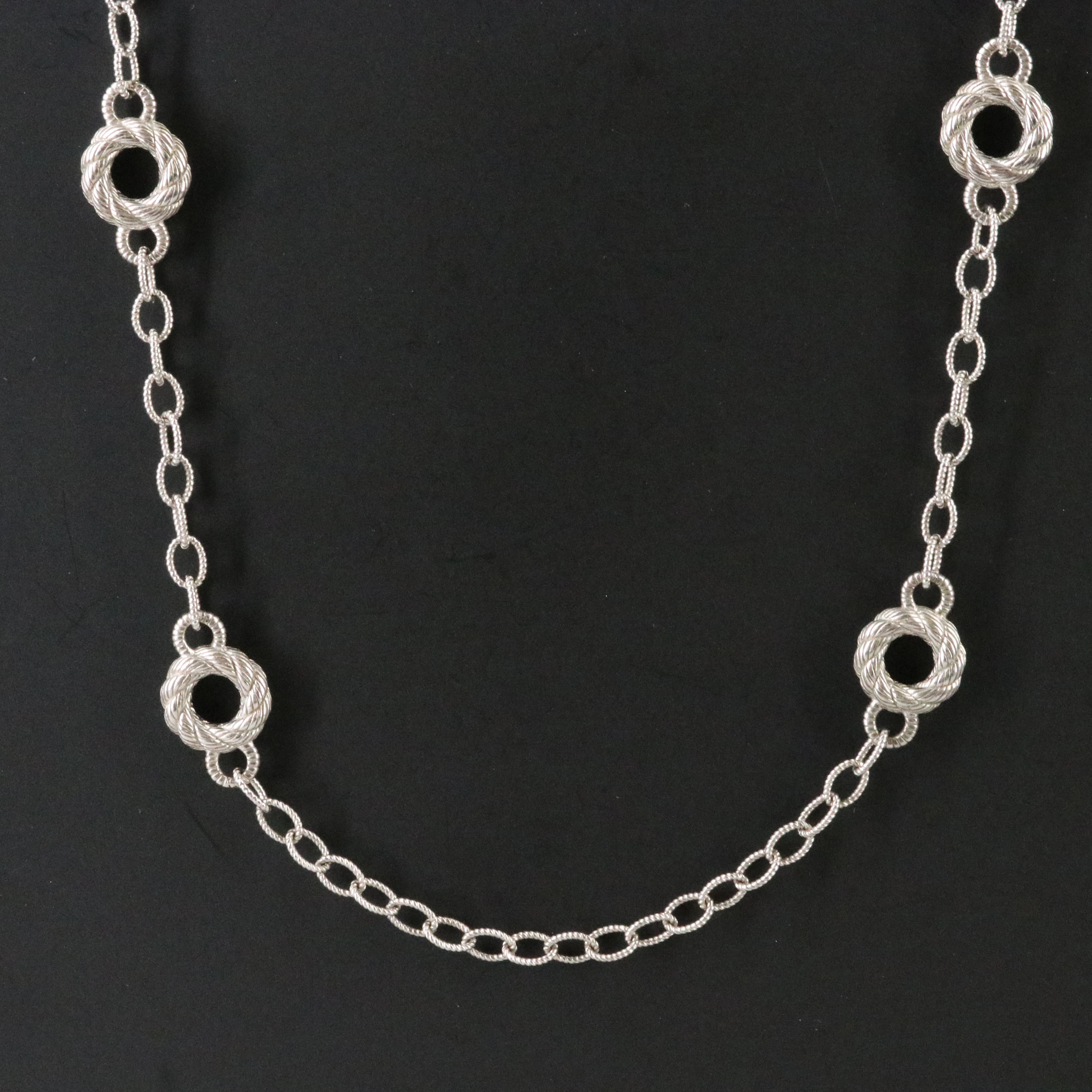 Judith Ripka Sterling Circle Station Necklace with CZ Accents