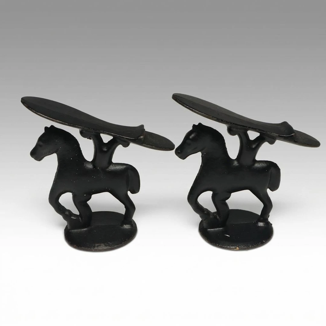 Pair of Cast Iron Shoe Shine Stands, 20th Century