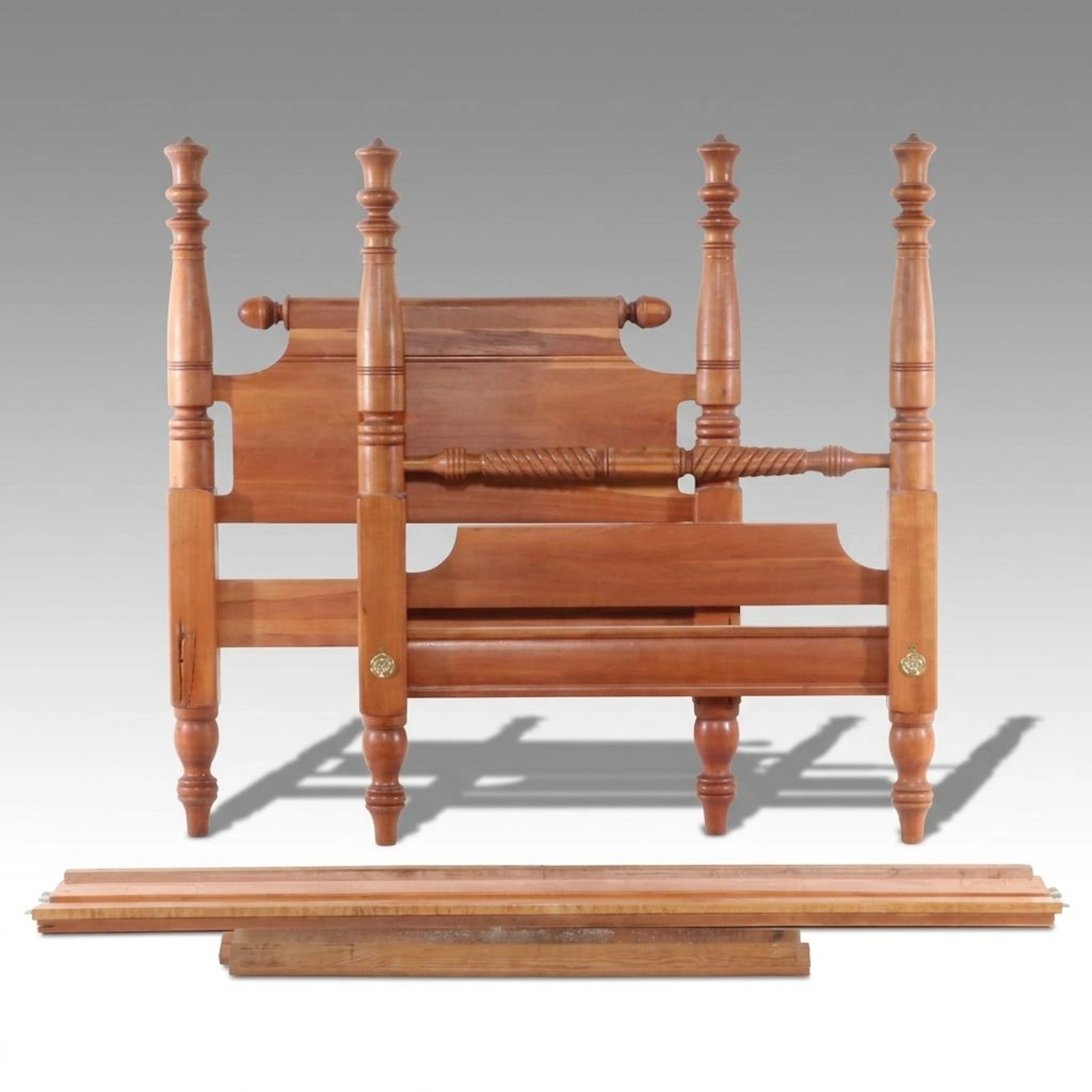 Willett Furniture Colonial Revival Cherry Four-Poster Bed Frame, 20th Century