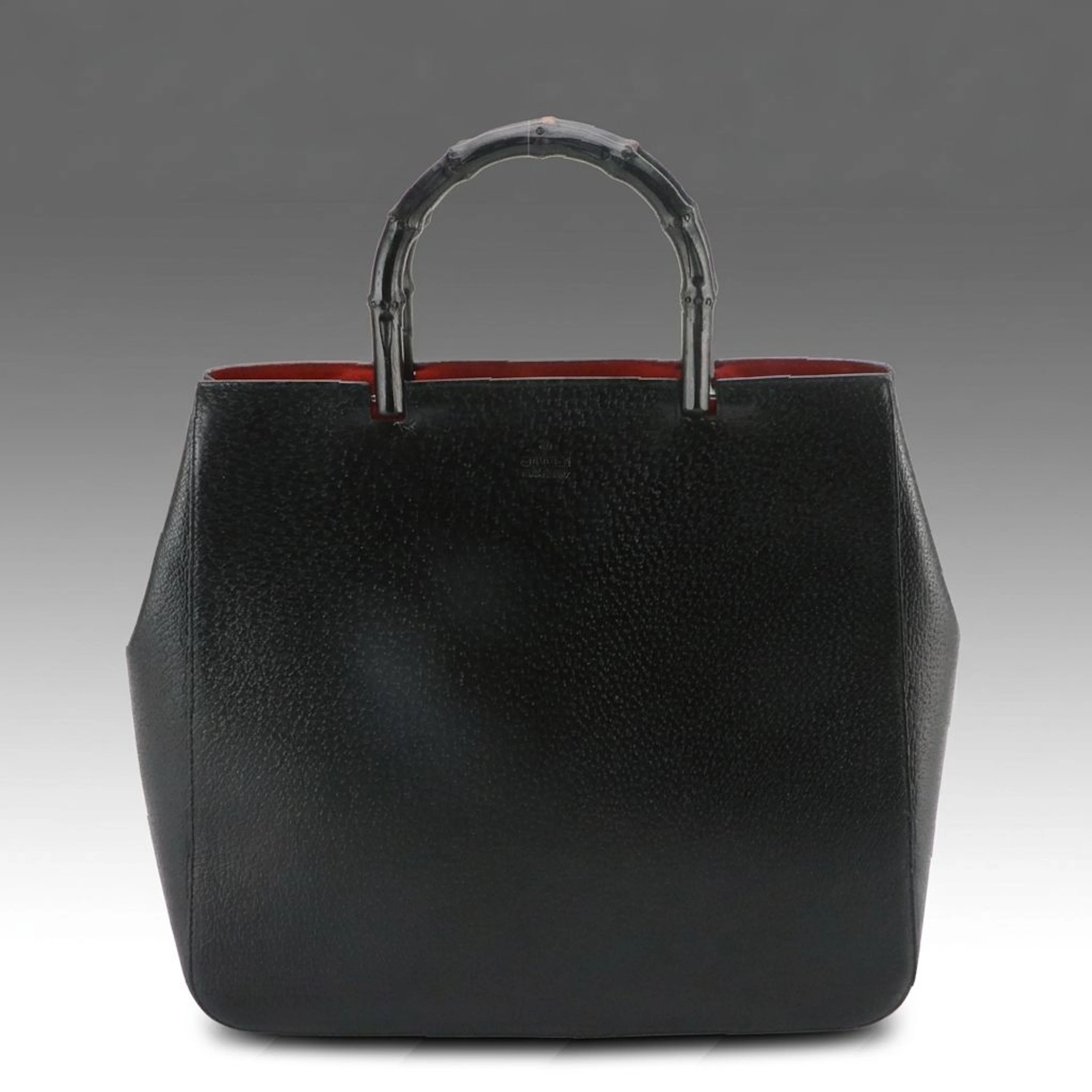 Gucci Bamboo Black Cinghiale Leather Tote Bag
