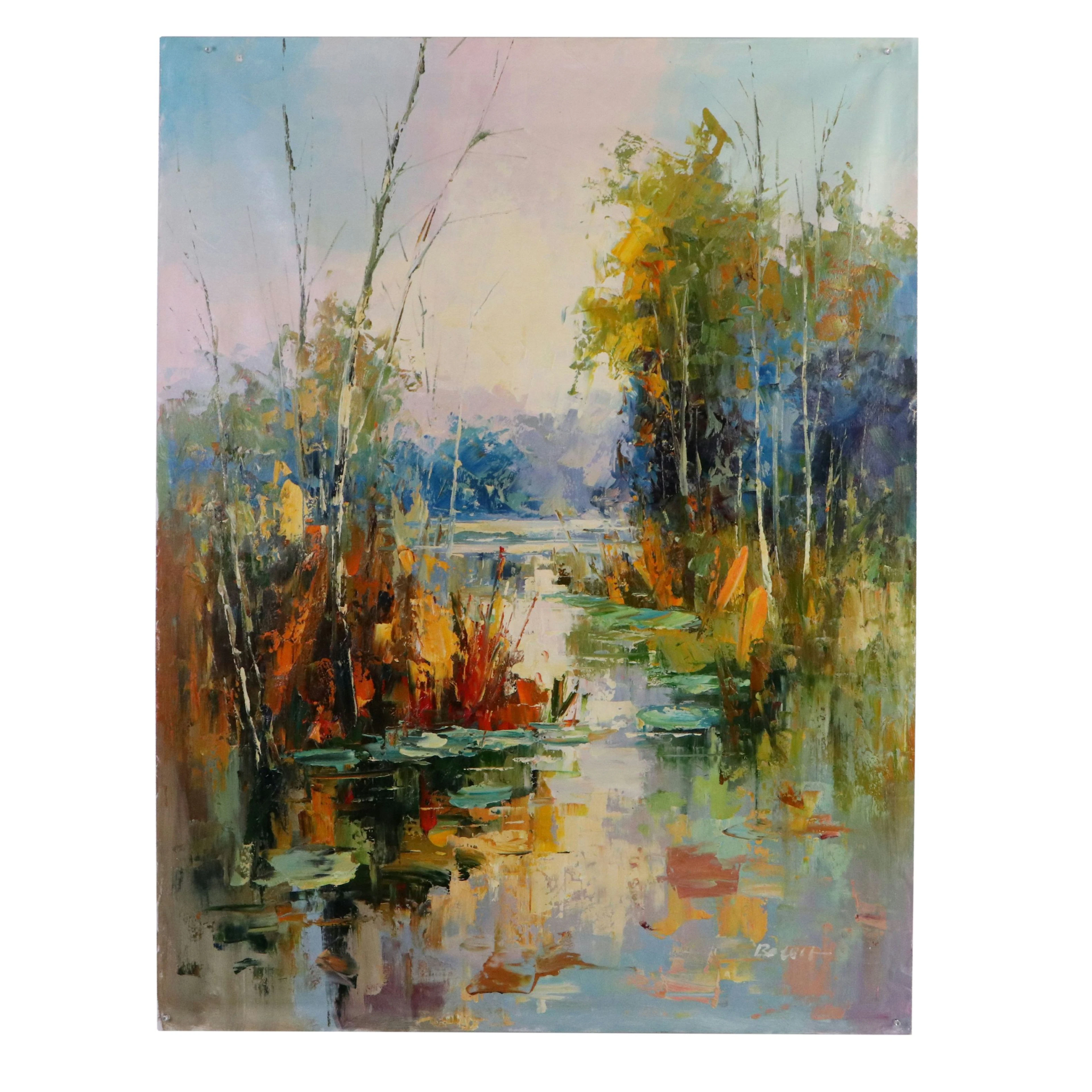 Autumnal Landscape Oil Painting "Marshland Light"