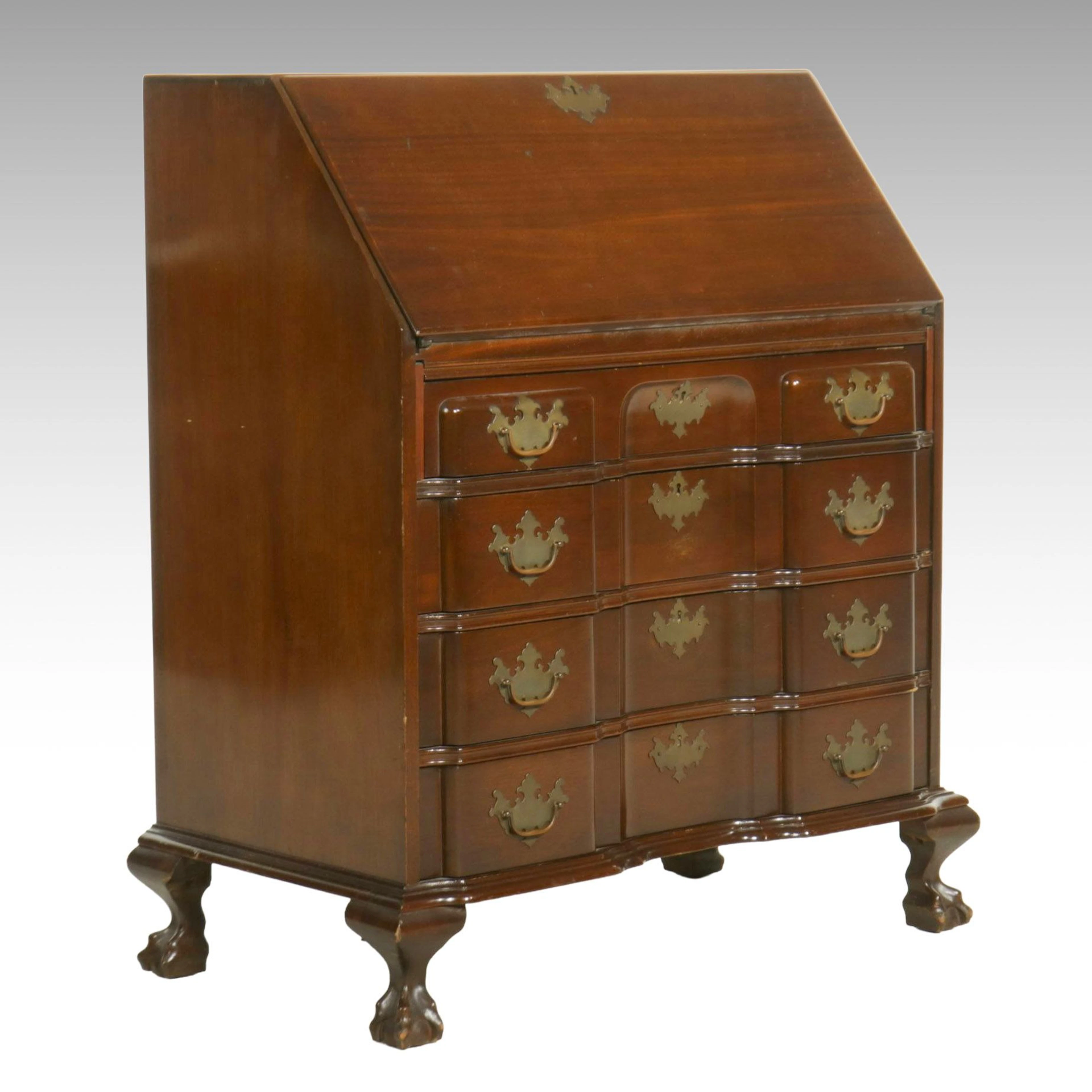 Monitor Furniture Chippendale Style Mahogany Drop-Front Desk