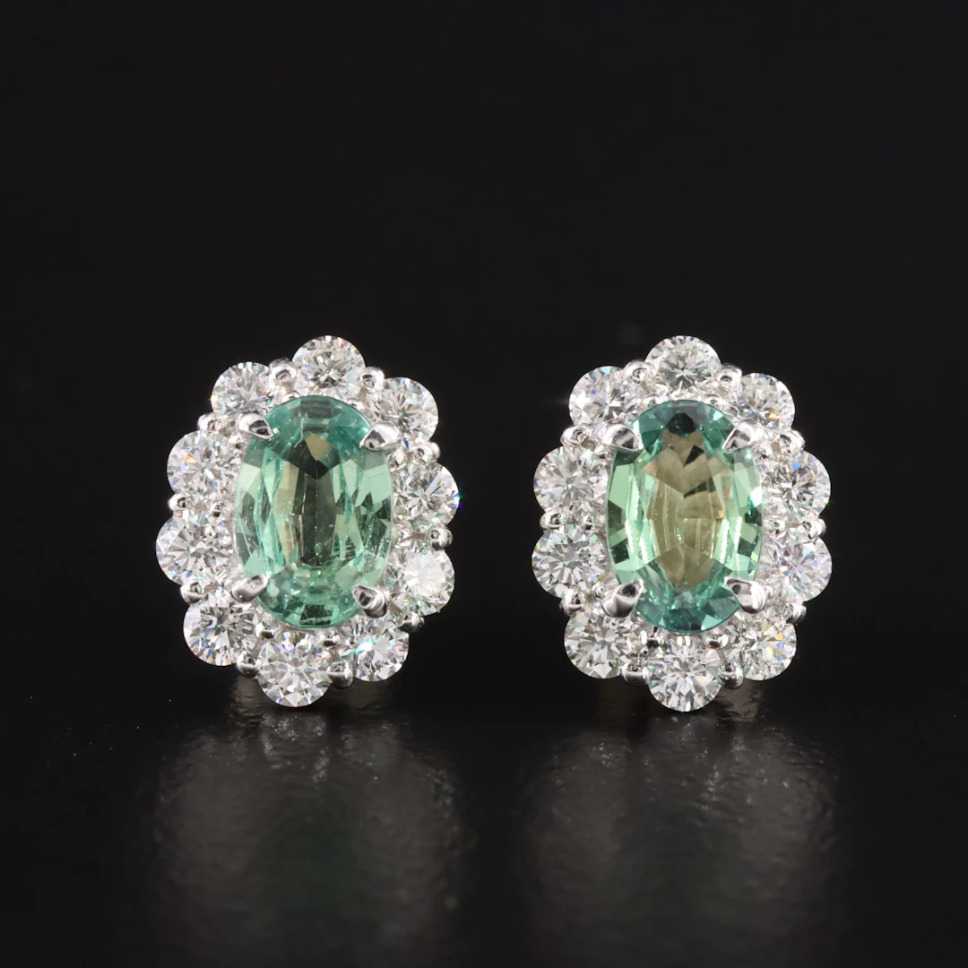 Platinum Brazilian Alexandrite and Diamond Earrings with GIA Report
