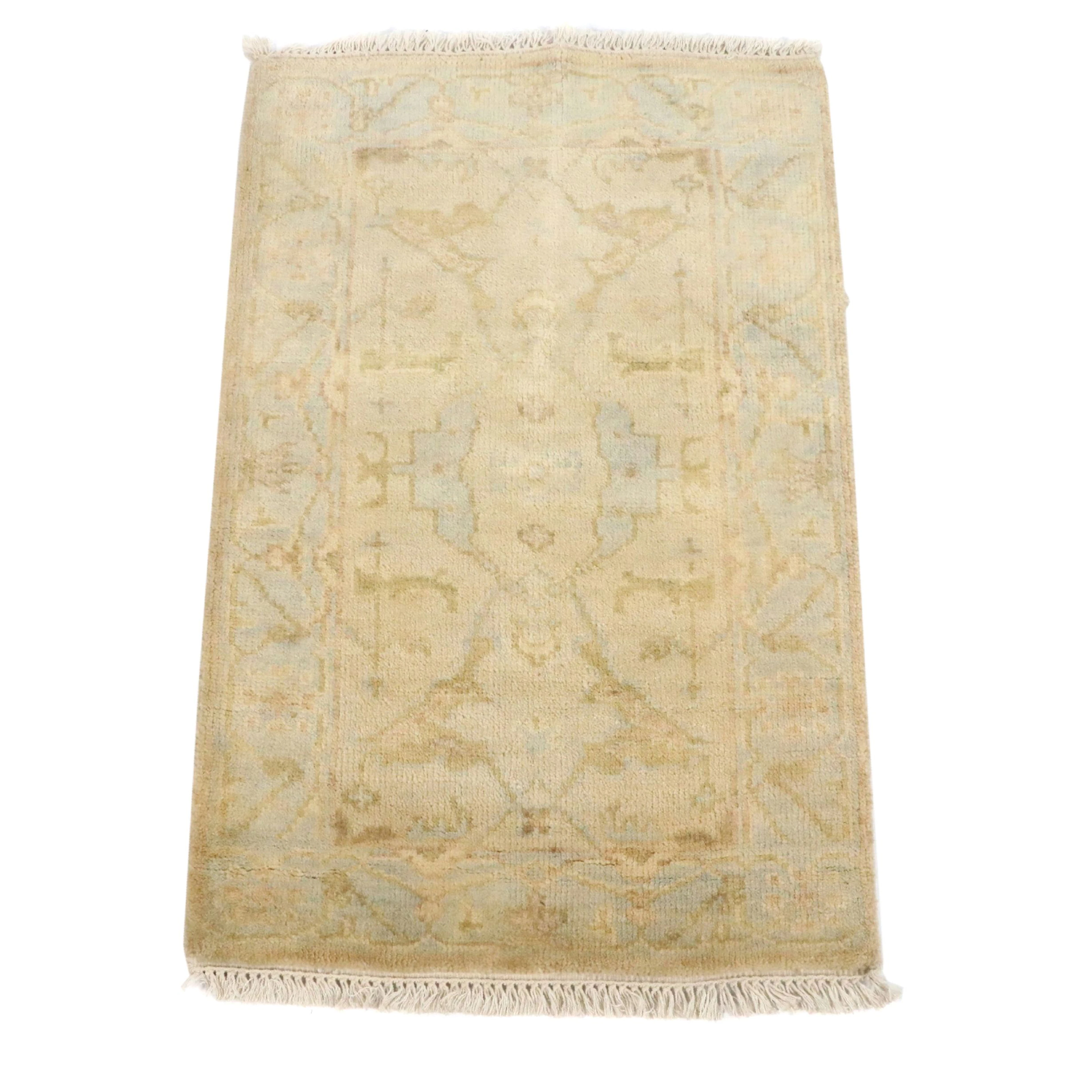 2'1 x 3'4 Hand-Knotted Indo-Turkish Oushak Accent Rug