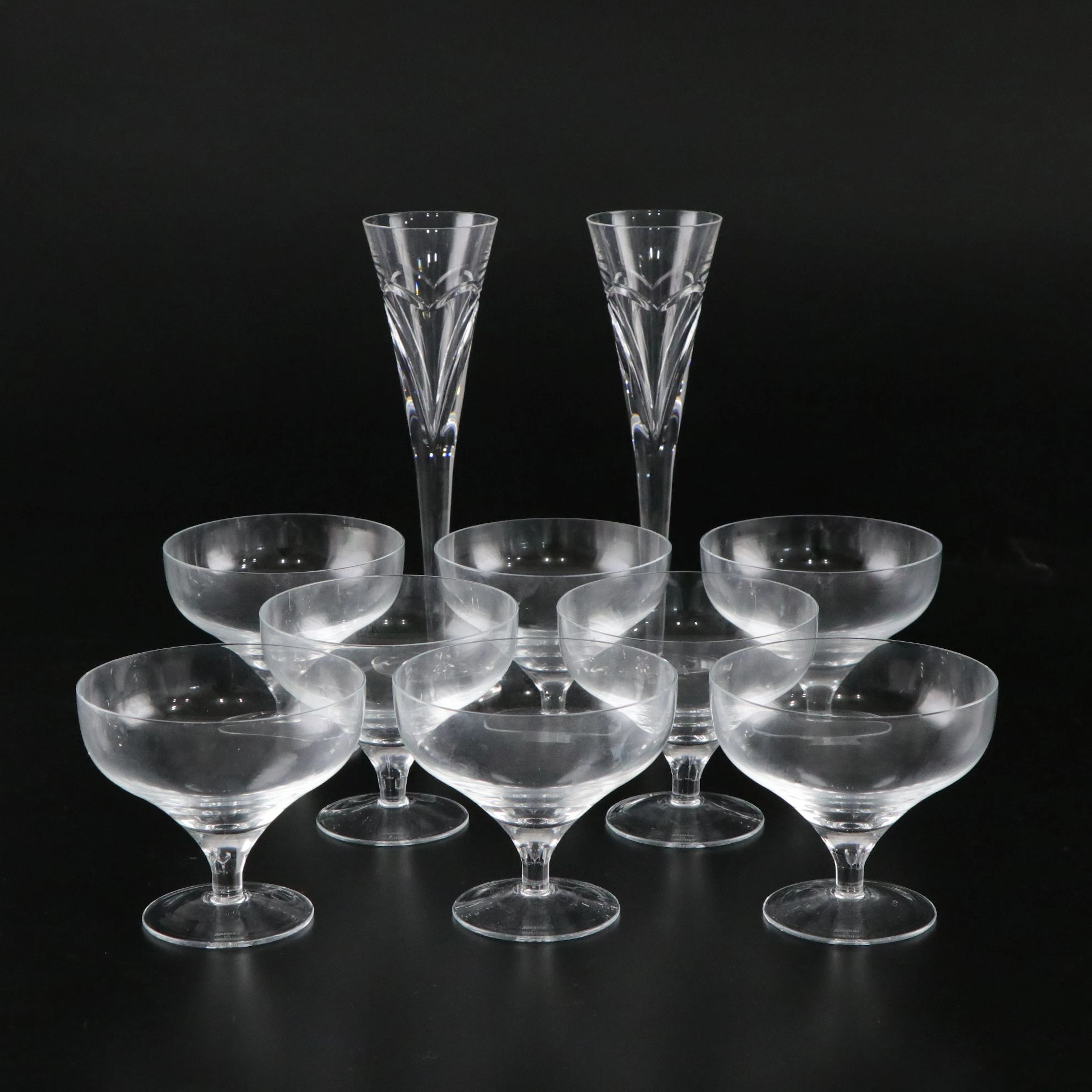 Pair Waterford Wishes "Love & Romance" Champagne Flutes with Eight