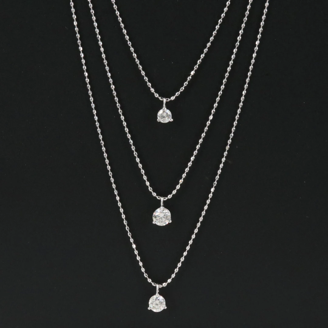 18K 0.50 CTW Diamond Station Layered Necklace