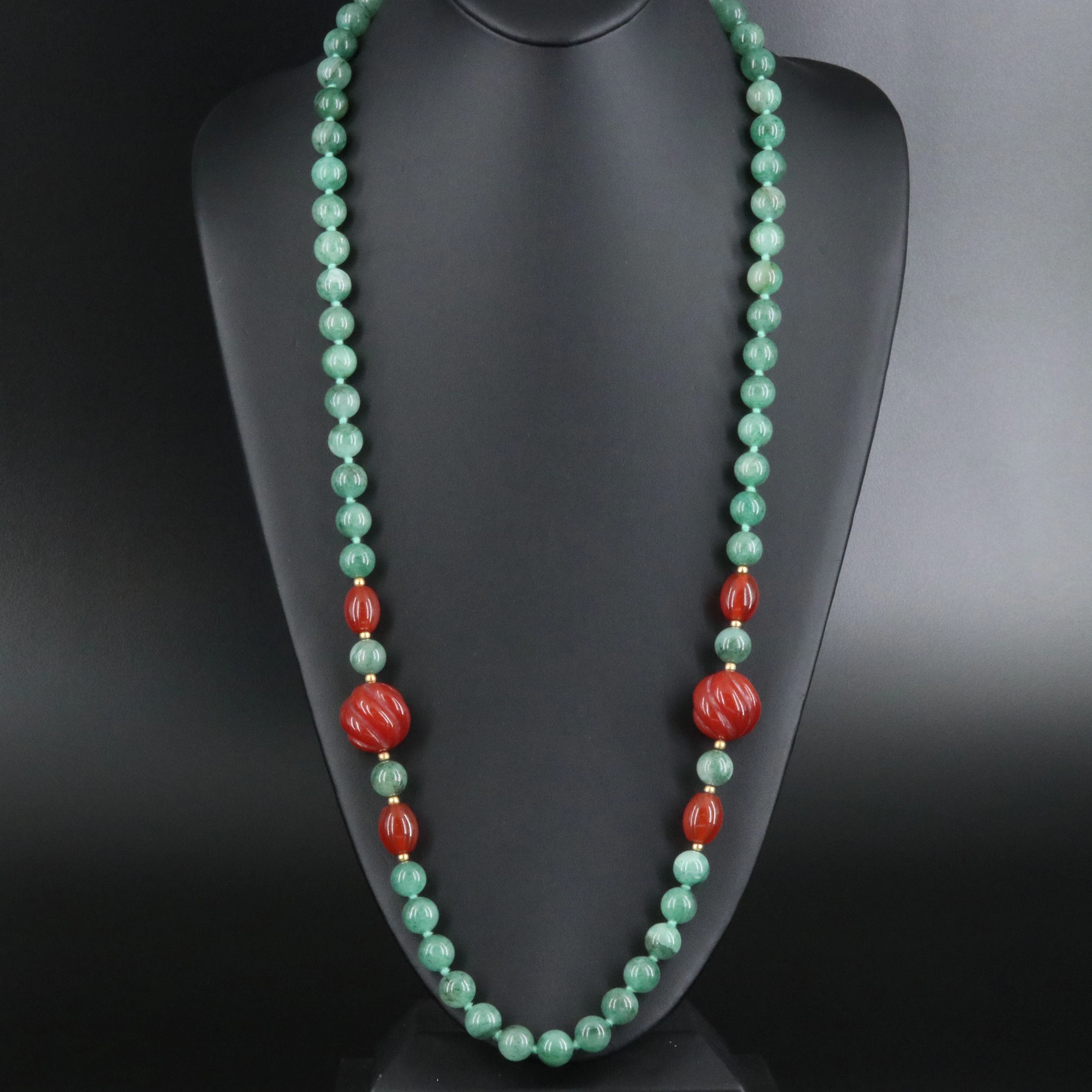 Endless Aventurine and Carnelian Bead Necklace