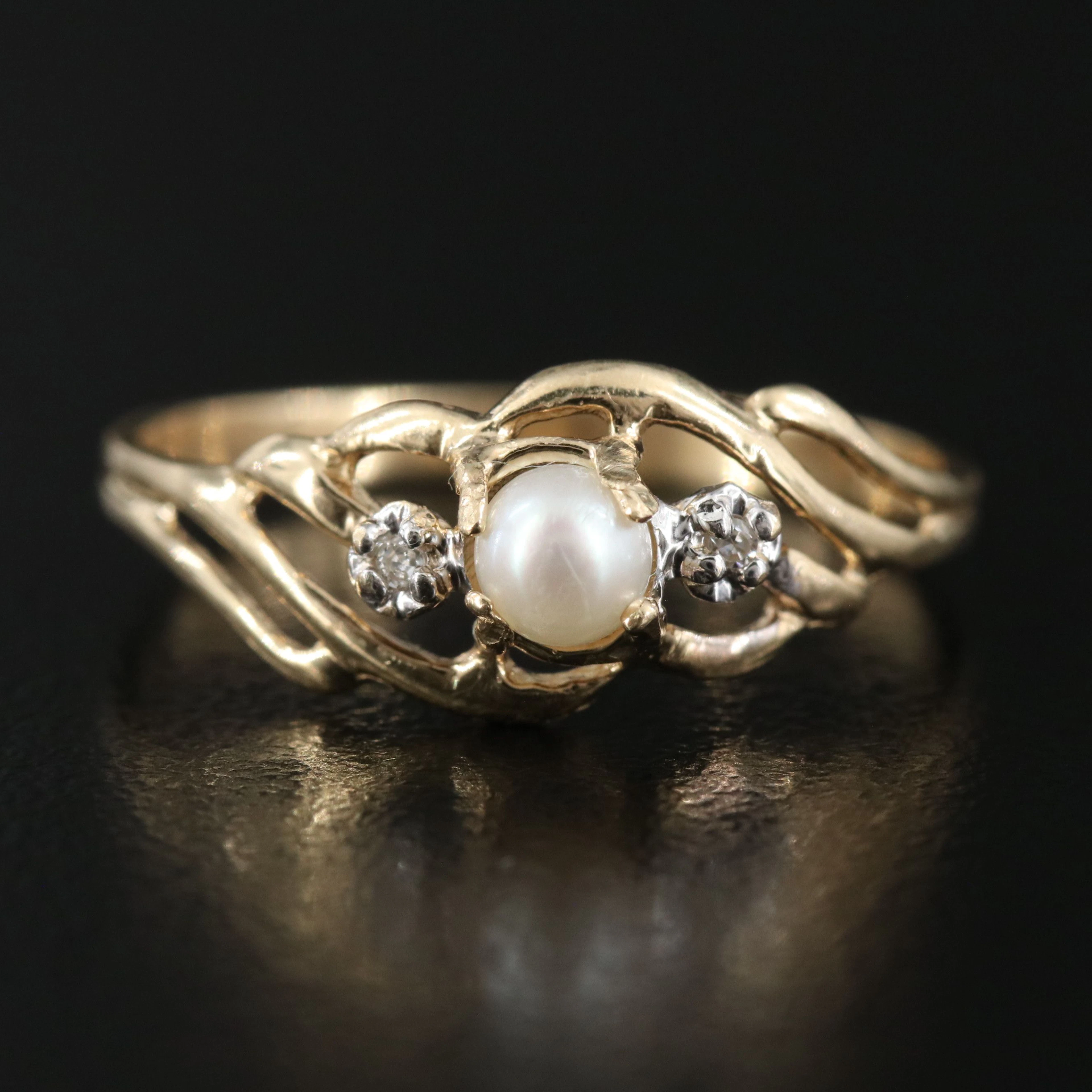 10K Pearl and Diamond Ring
