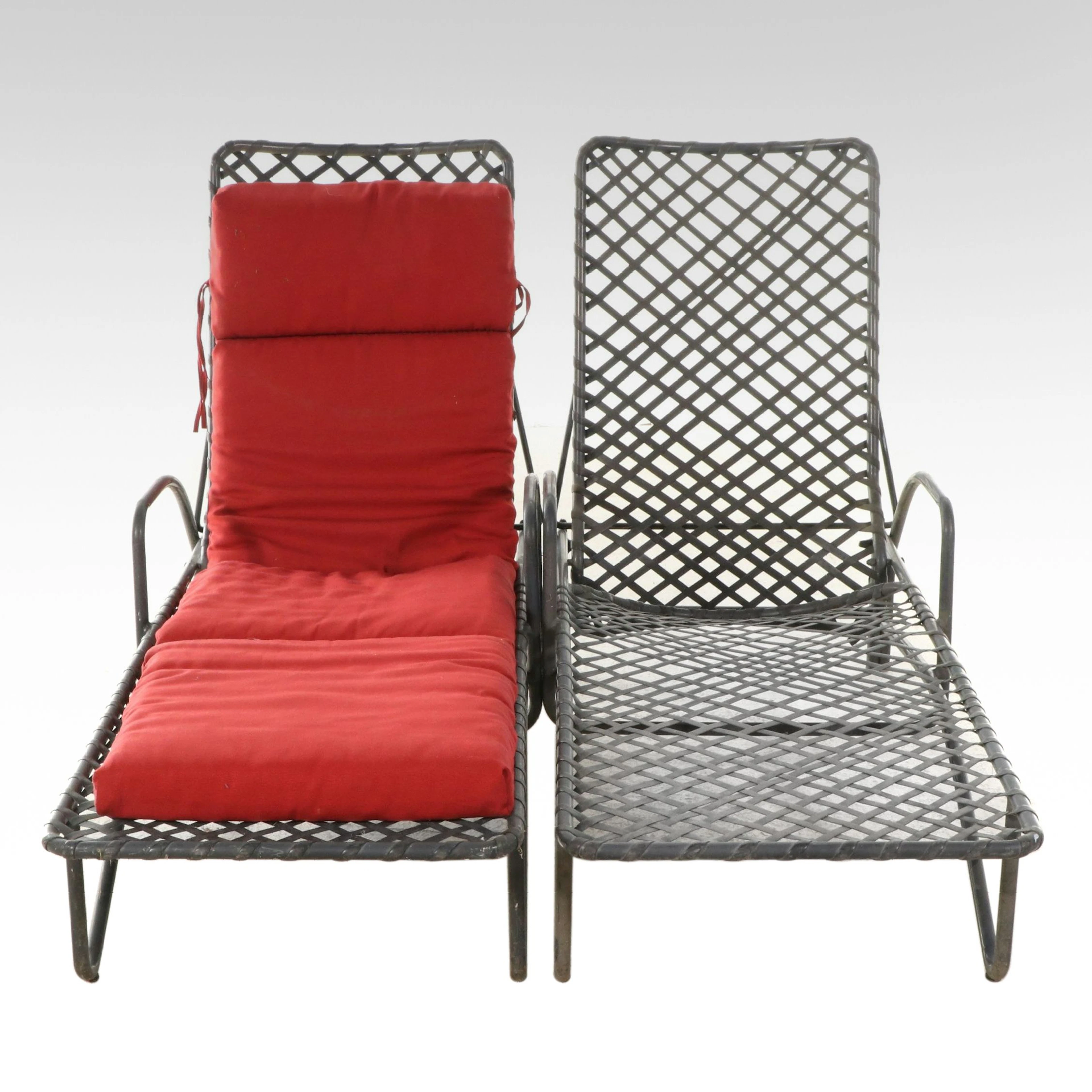 Pair of Brown Jordan Vinyl Strap Patio Chaise Lounges, Late 20th Century