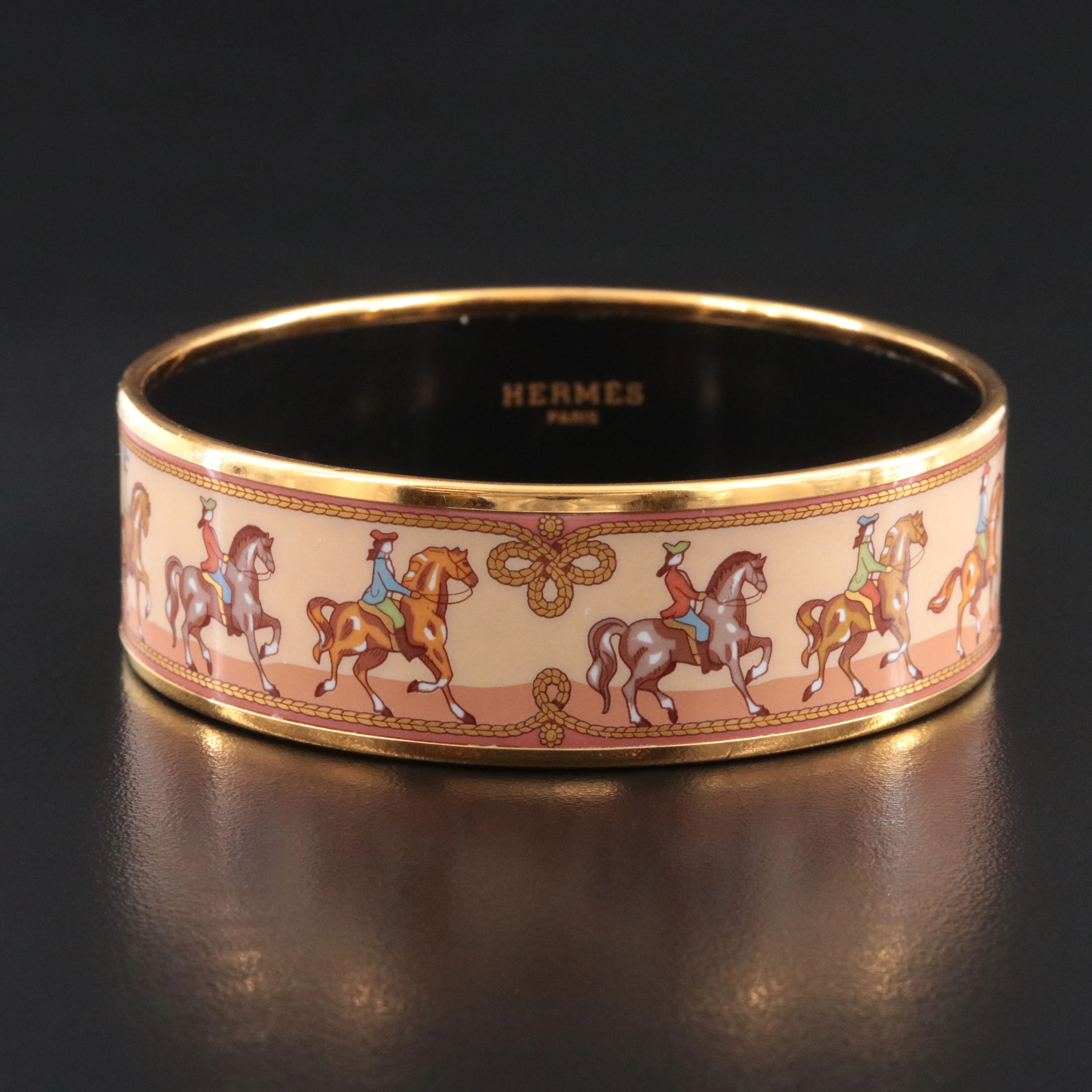 Hermès Horse and Rider Wide Enamel Bangle