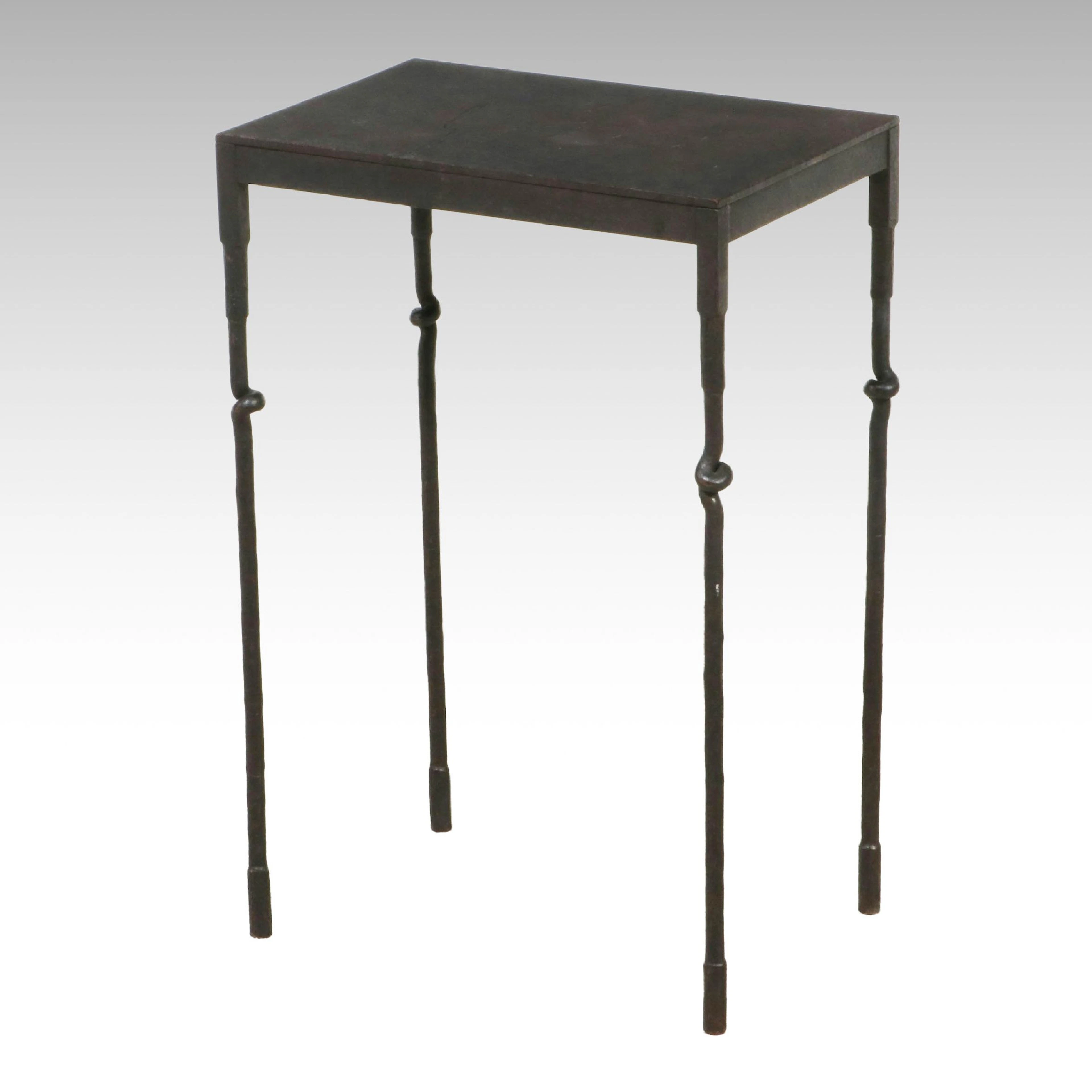 Minimalist Style Wrought Iron Side Table with Ball Turnings, Late 20th Century