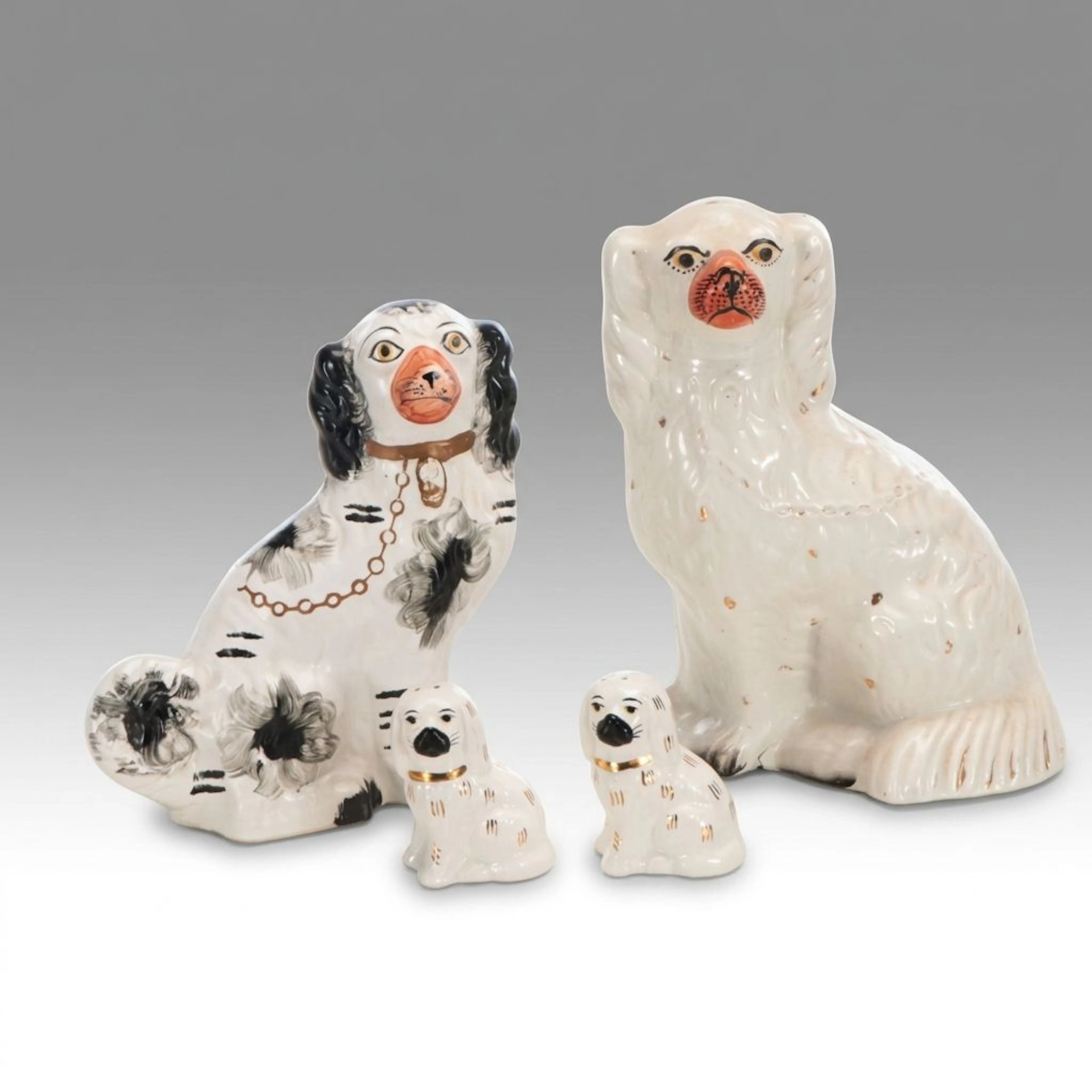 Staffordshire Style Hand-Painted Ceramic Dog Statues and Shakers