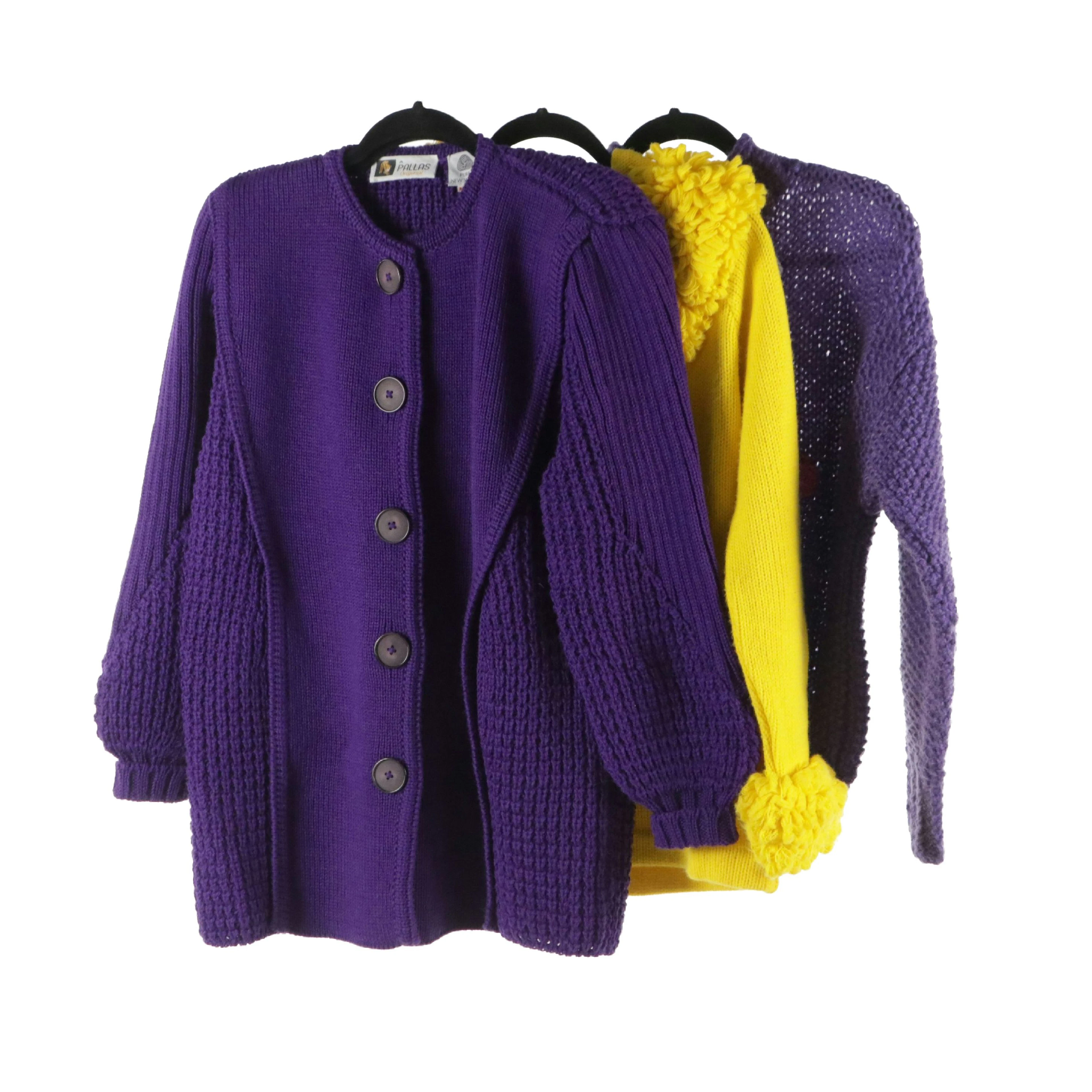 LeRoy Knitwear Yellow Sweater with Loop Fringe Trim, Other Vintage