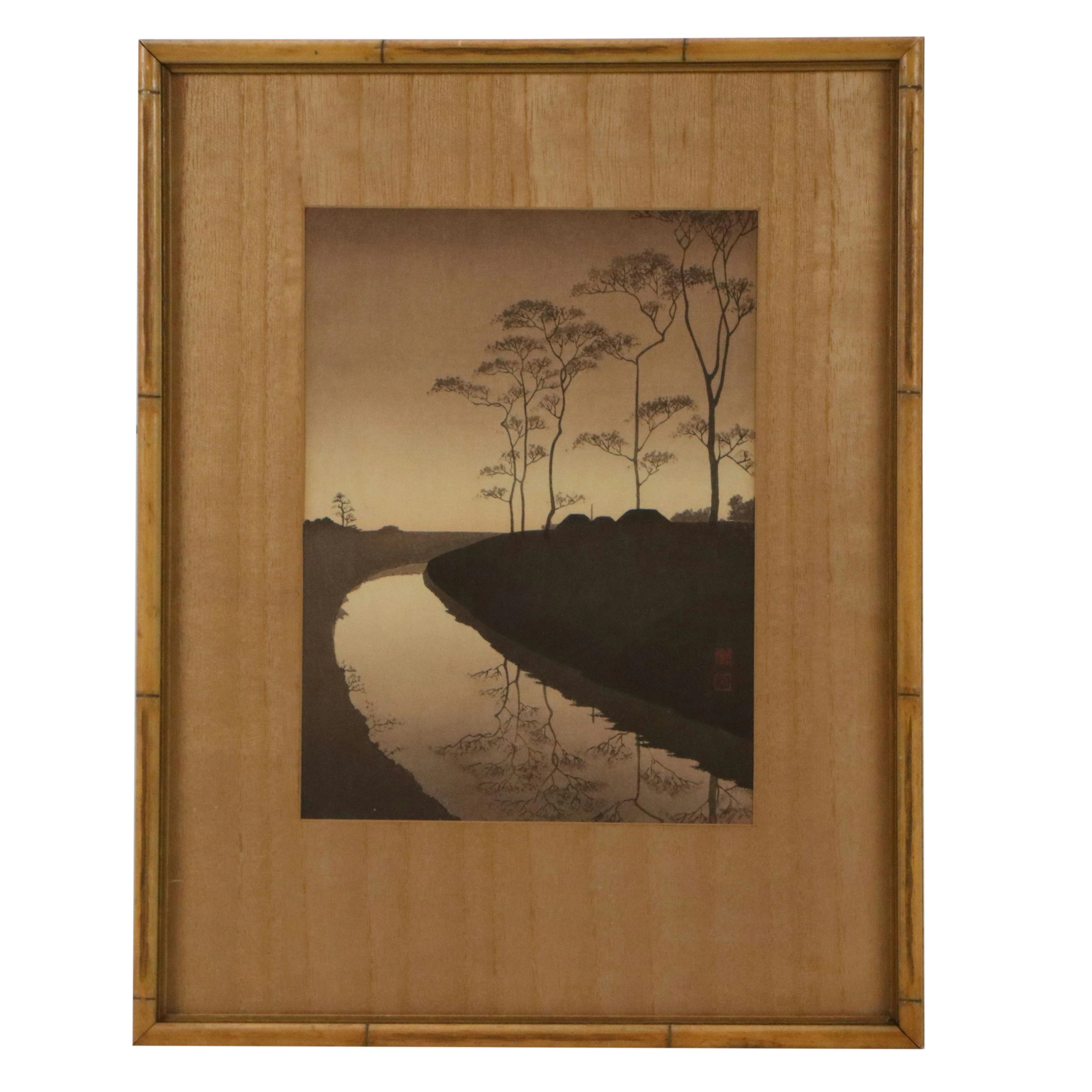 Shōda Kōhō Woodblock "Canal by Moonlight," Early 20th Century