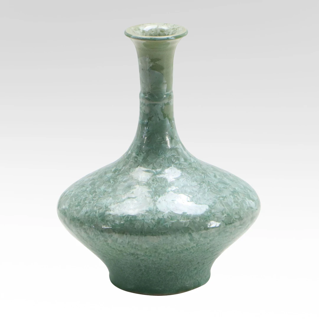 Chinese Celadon Green Crystal Glaze Porcelain Vase