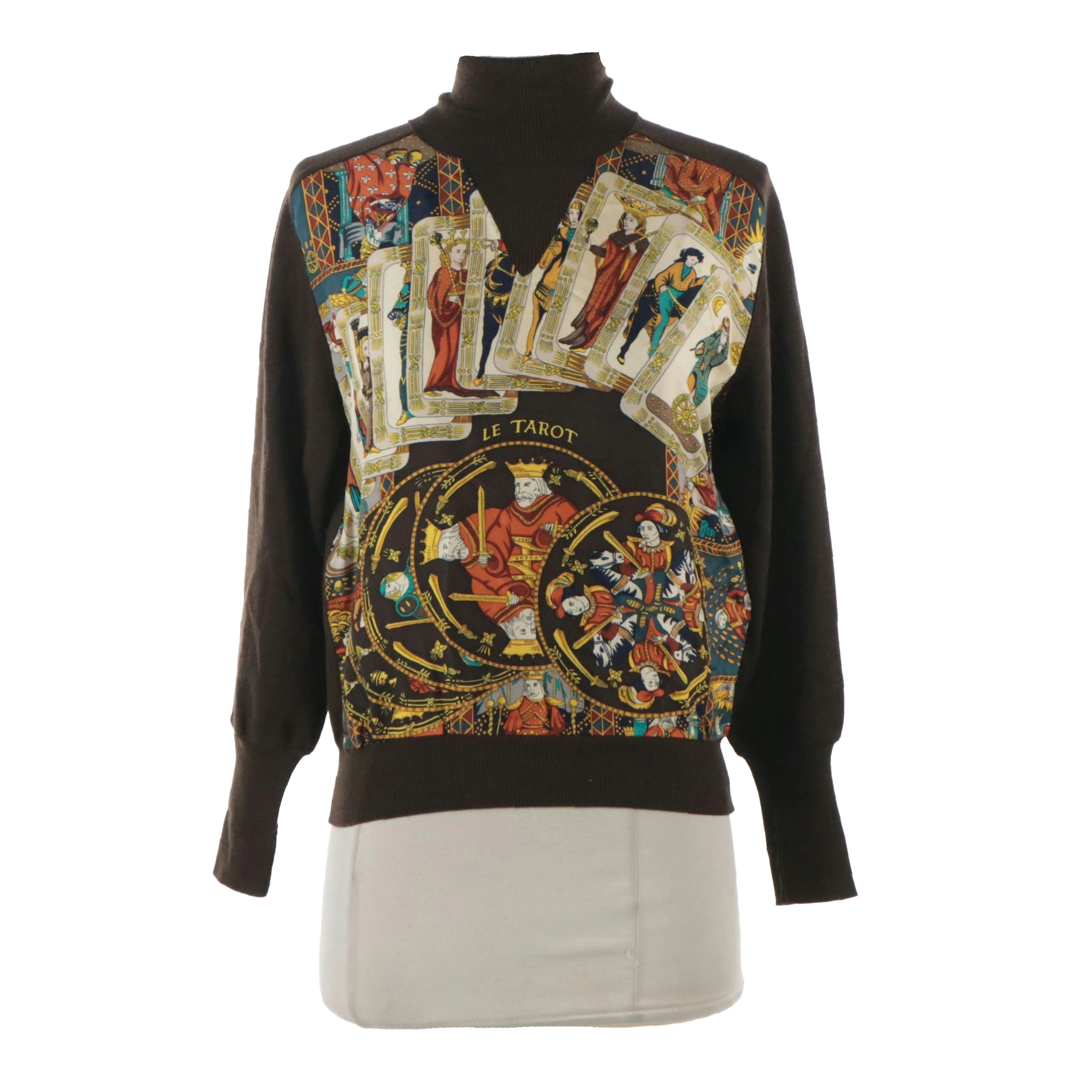 Hermès "Le Tarot" Silk Twill and Wool Turtleneck Sweater