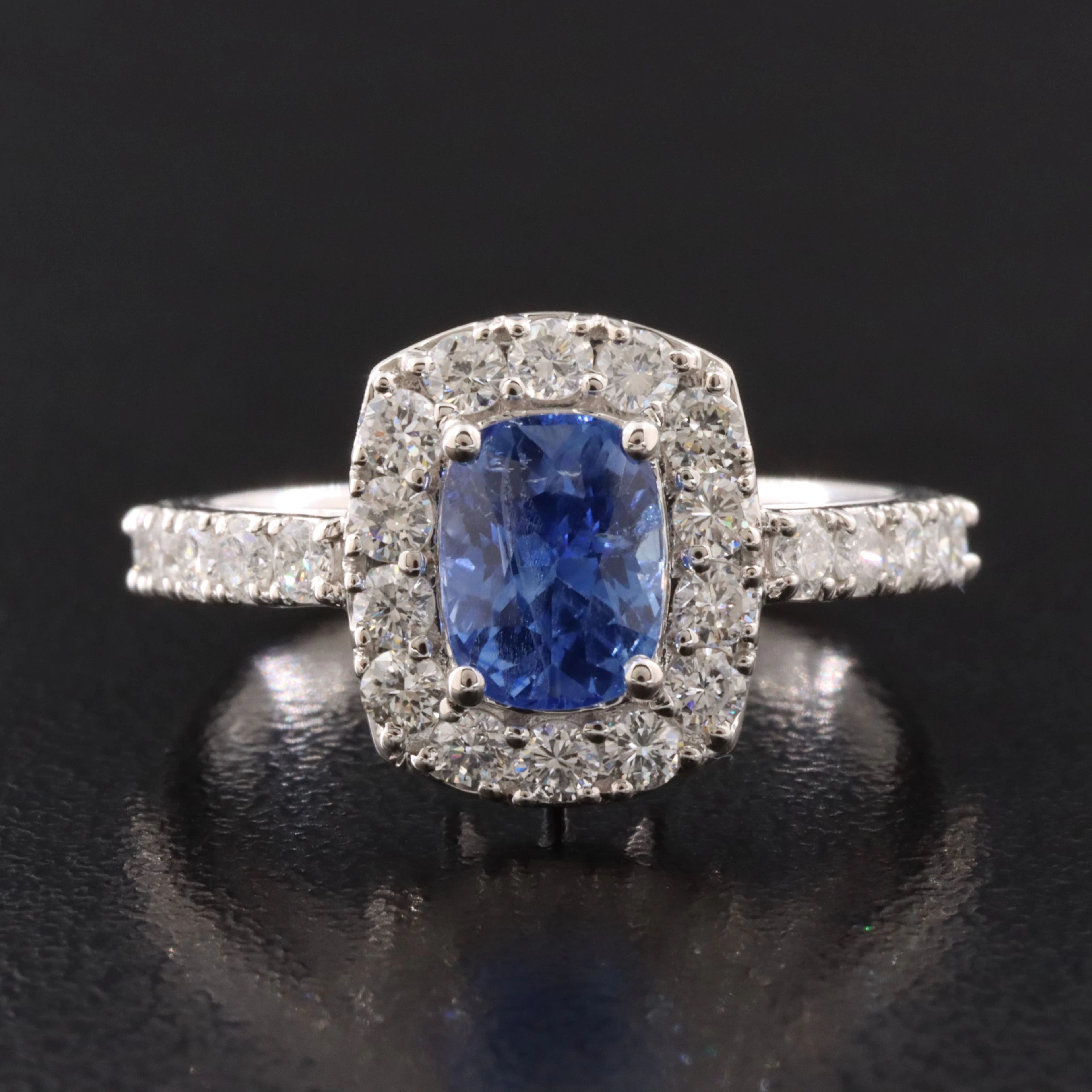 14K 1.59 Ceylon Sapphire and Diamond Ring with GIA Report
