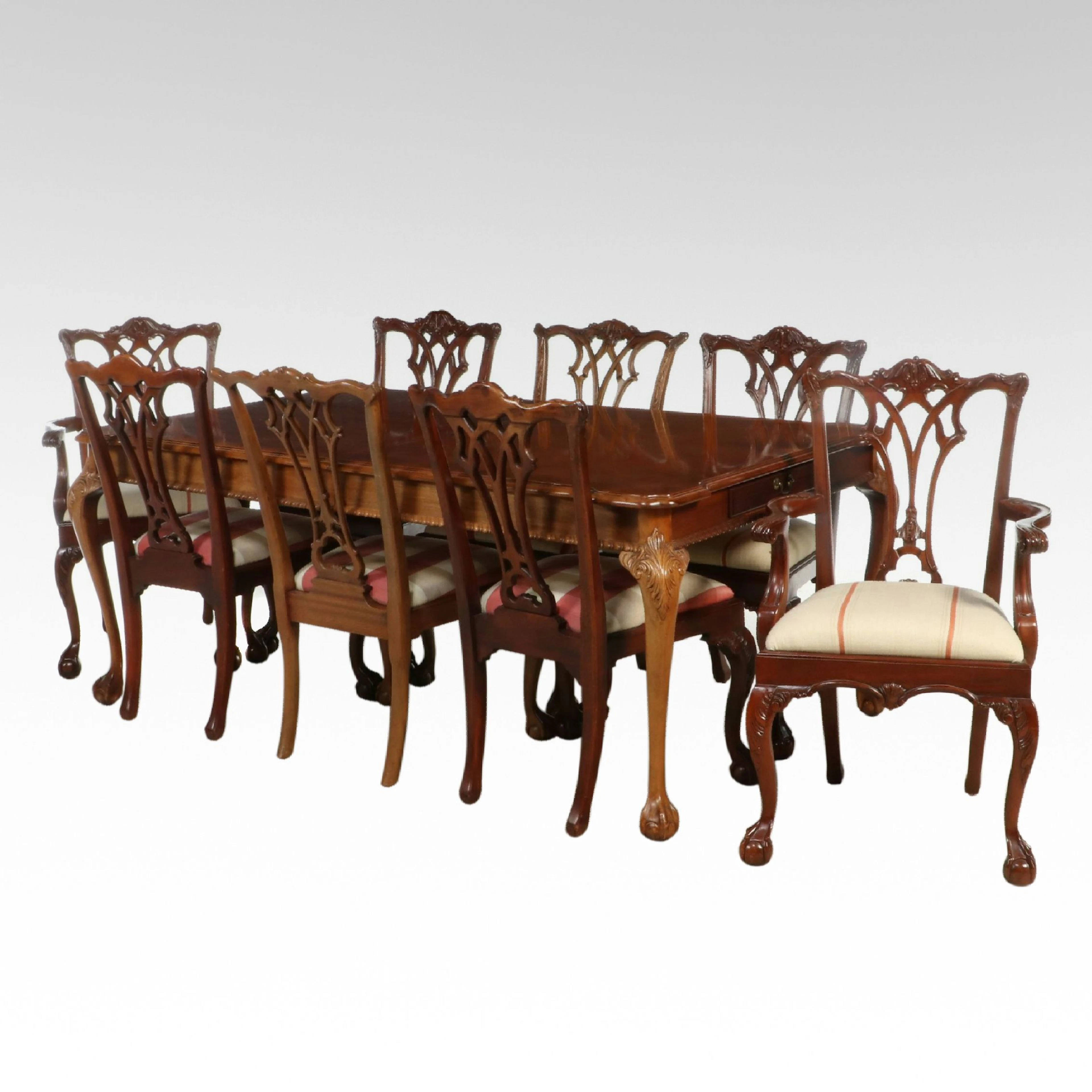Nine-Piece Chippendale Style Dining Set with Link-Taylor Table