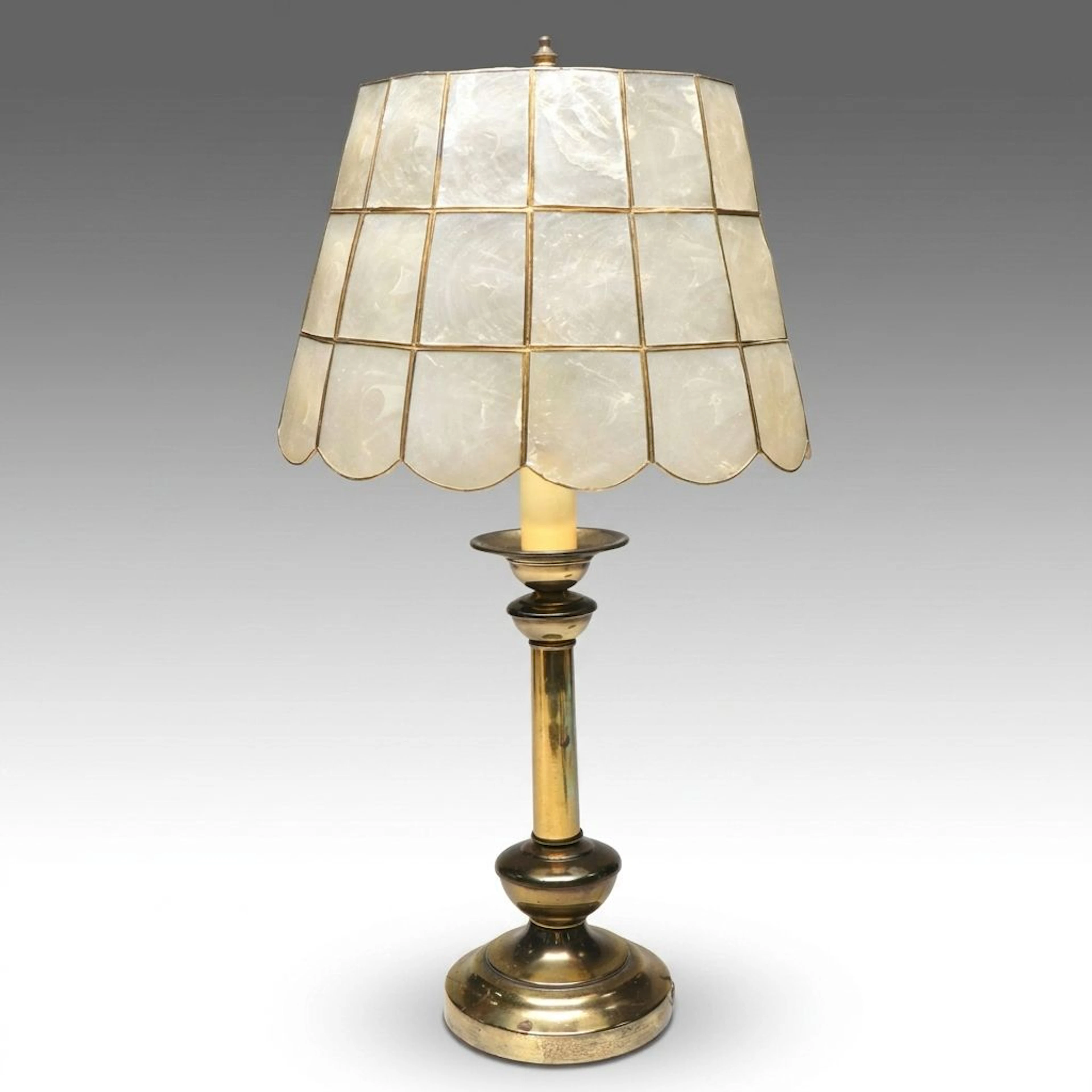 Brass Table Lamp with Scalloped Capiz Shell Shade