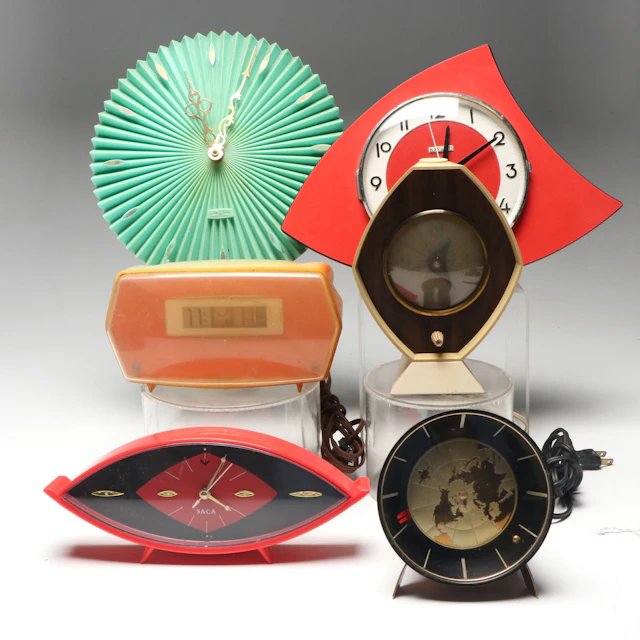 Spartus with Other Mid Century Modern Style Wall and Desk Clocks