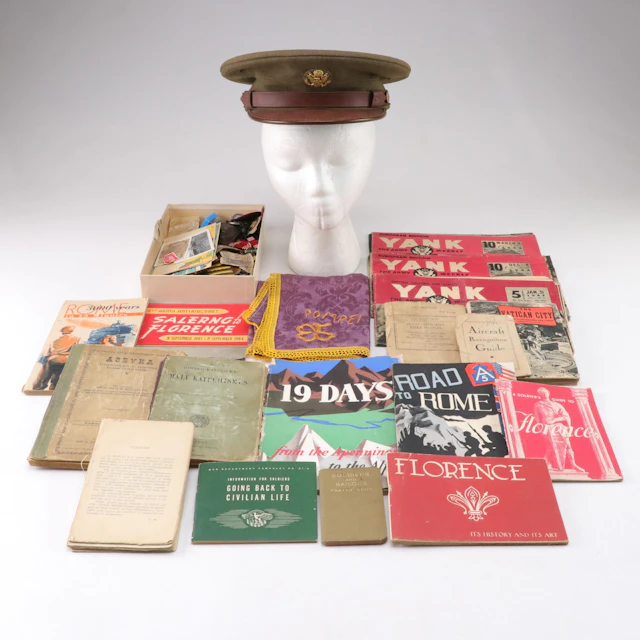 US Army Garrison Cap, Patches, and Other WW2 Militaria